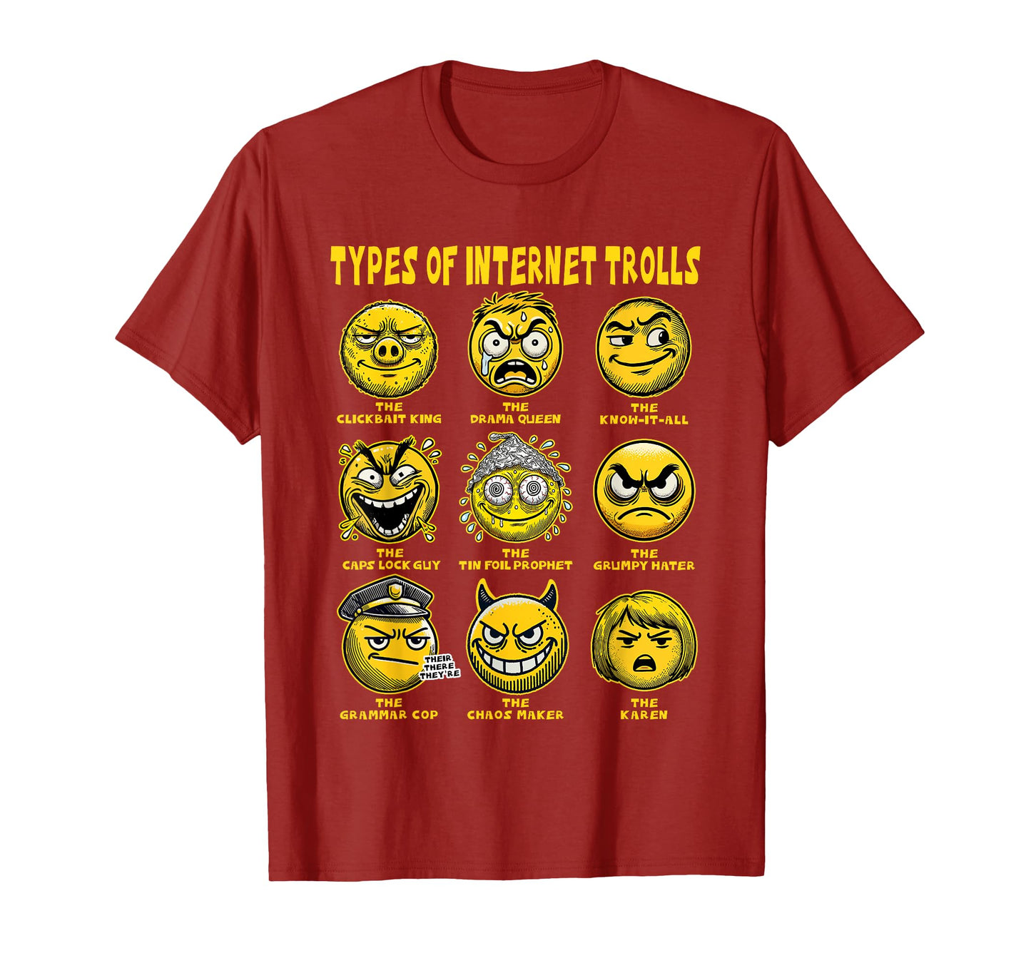 Funny Types of Internet Trolls Meme - Troll Face T-Shirt