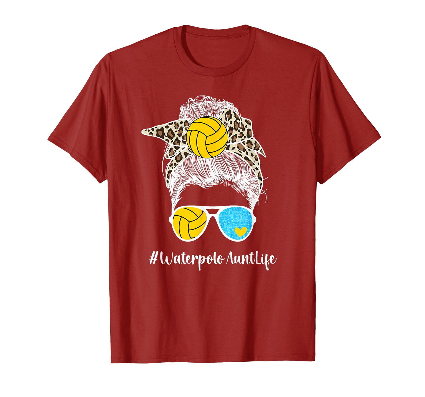 Water Polo Aunt Life Water Polo Player Auntie Messy Bun T-Shirt