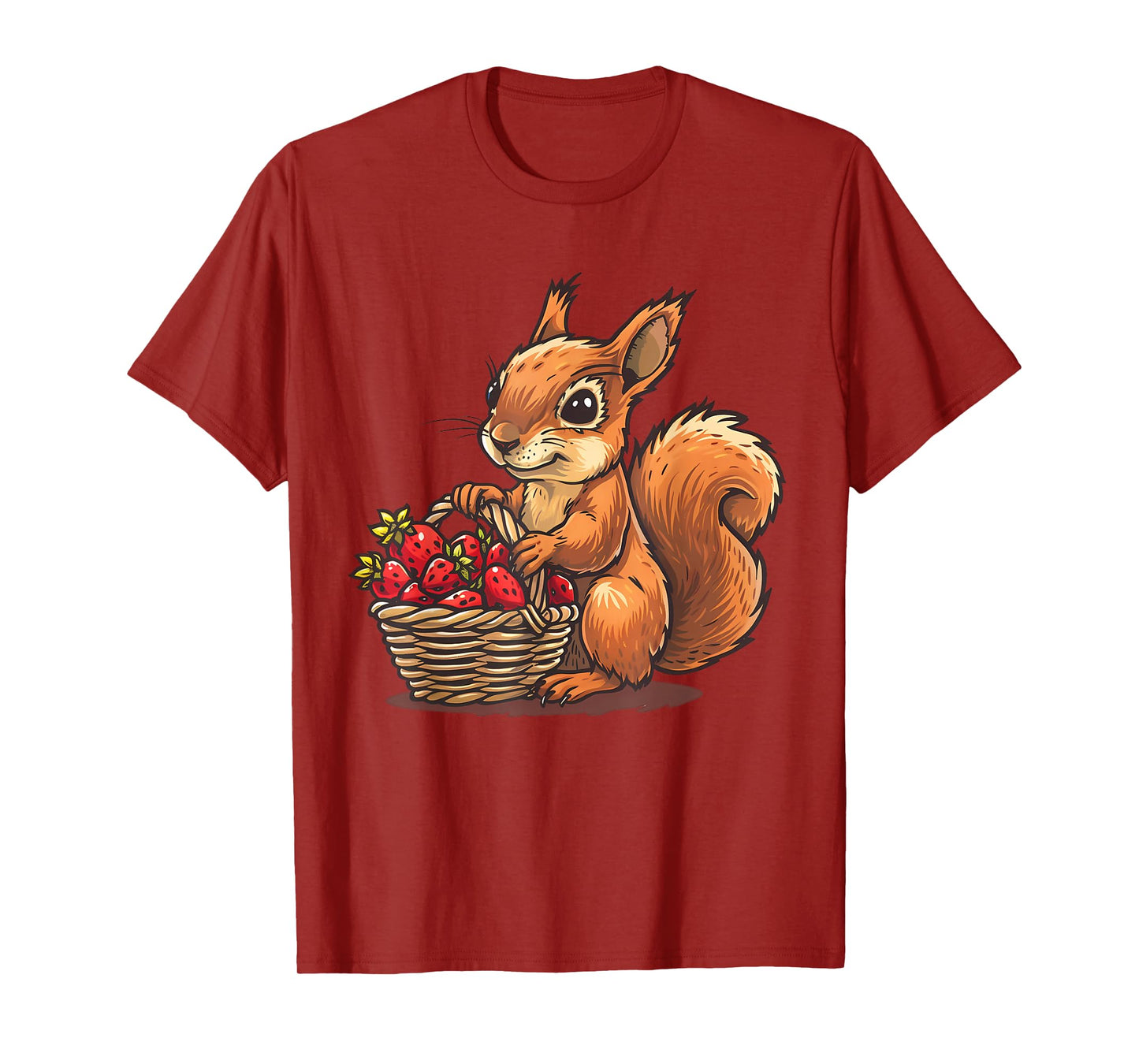 Strawberry Squirrel Wildlife Cute Squirrel Animal Art Motif T-Shirt
