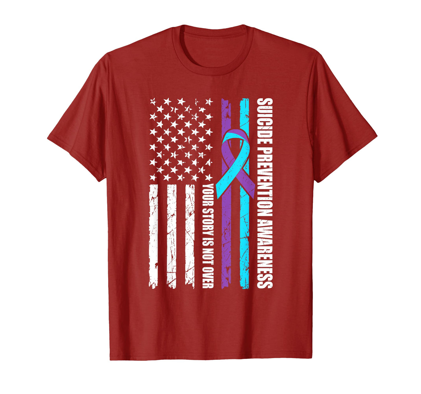 Suicide Prevention Awareness Month Flag Teal & Purple Ribbon T-Shirt