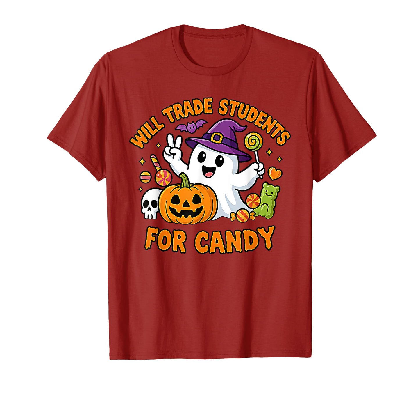 Will Trade Students for Candy Funny Halloween Boo Teacher T-Shirt