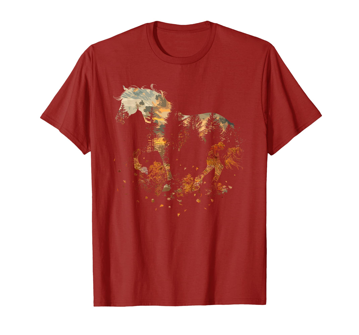Cute Horse Lover Autumn Leaves Pony Animal Wildlife T-Shirt