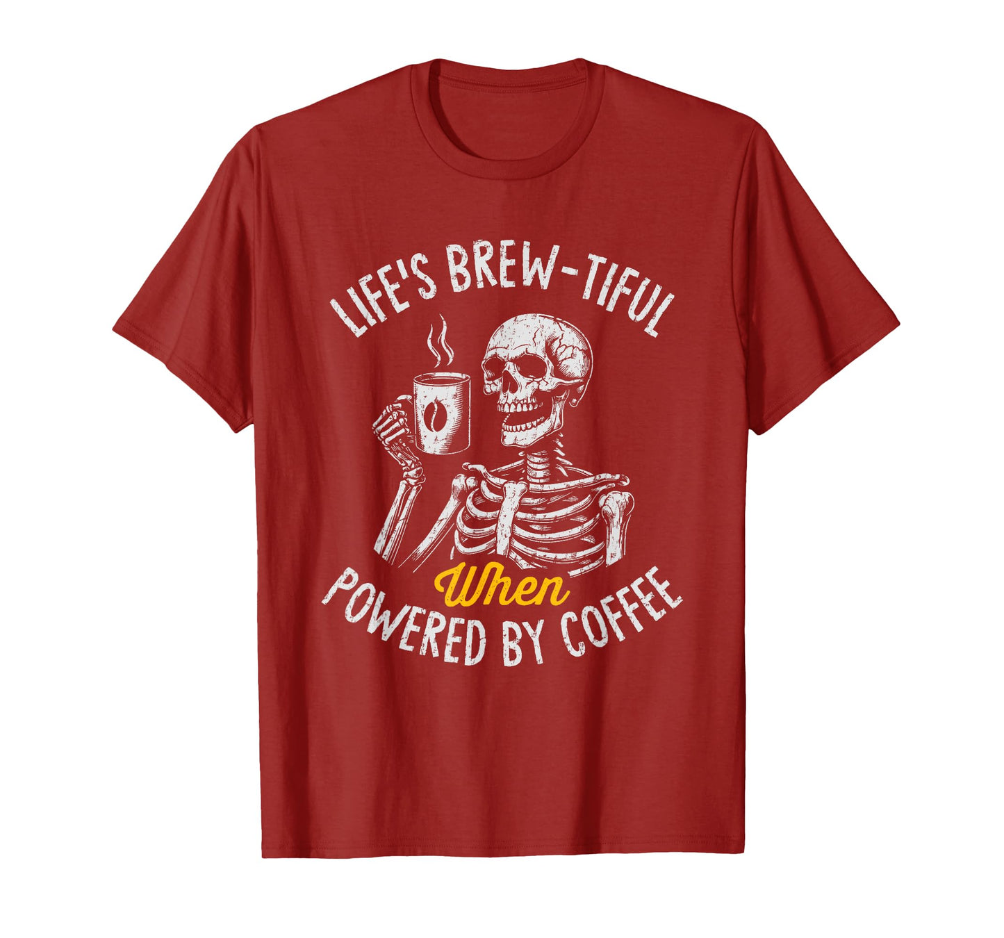 Powered by Coffee Funny Skeleton Caffeine Lover Barista T-Shirt