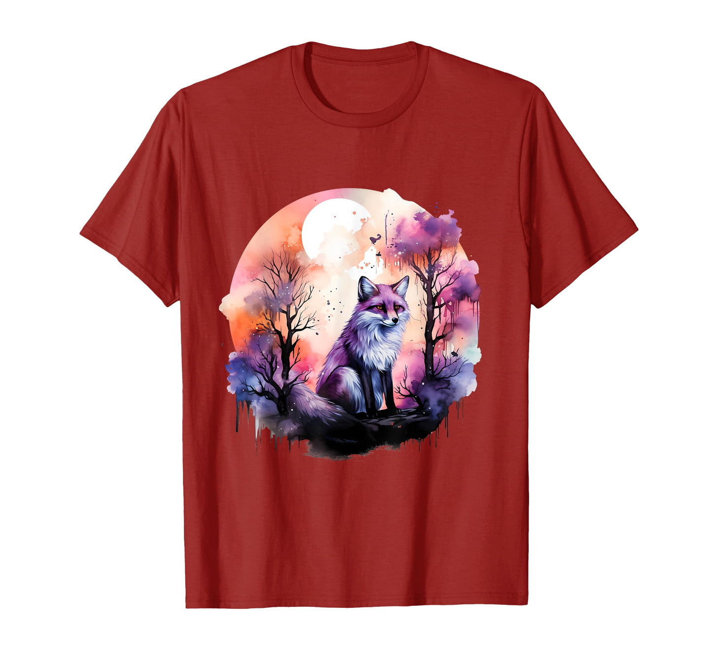 Fox Colorful Forest Nature Animal Lovers Wildlife Artwork T-Shirt
