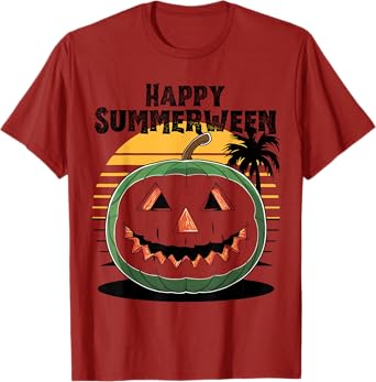 Happy Summerween Watermelon Jack-o'-Lantern Summer Halloween T-Shirt for Men Women Kids