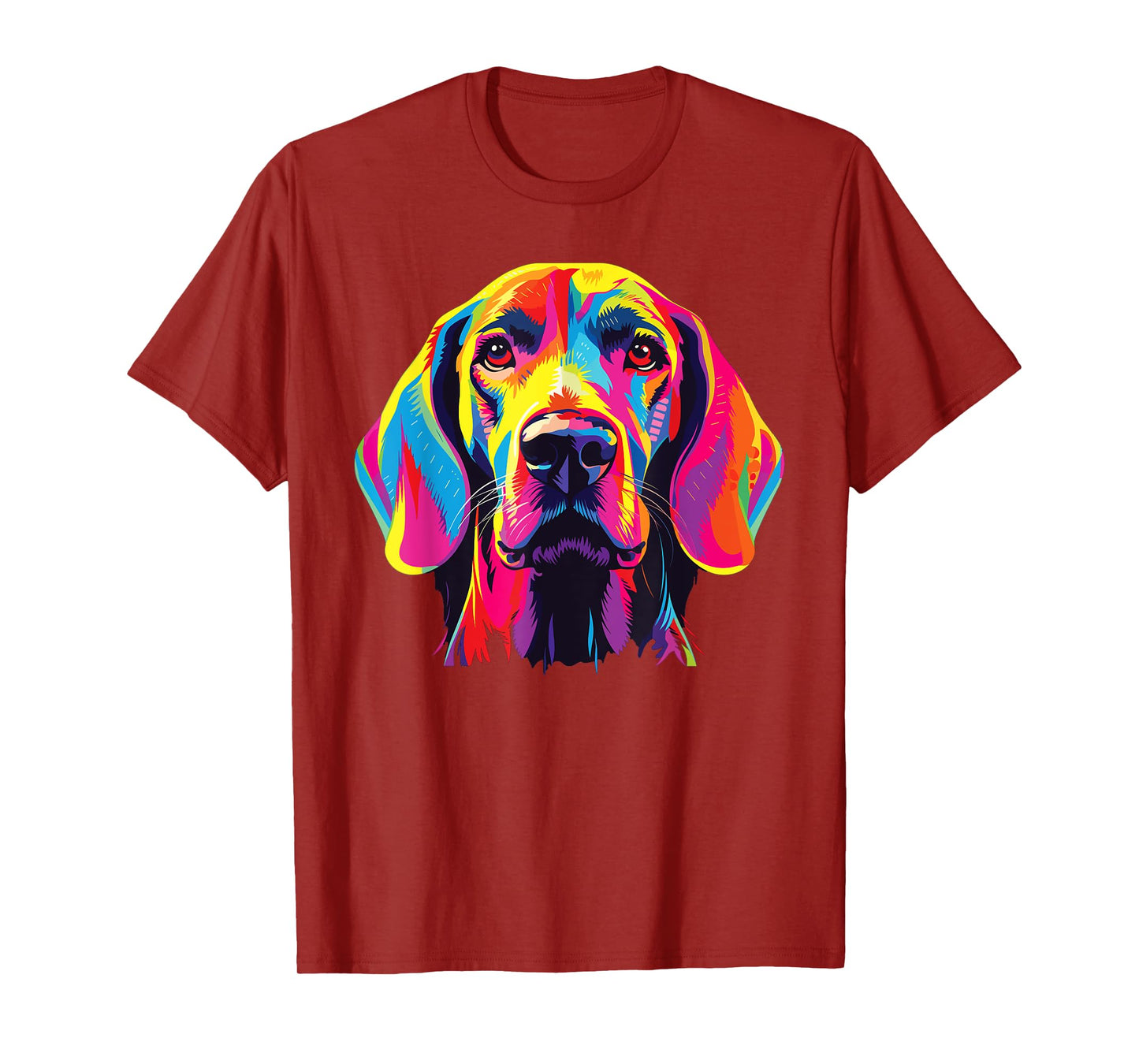 Watercolor Colorful Redbone Coonhound Dog T-Shirt, Small