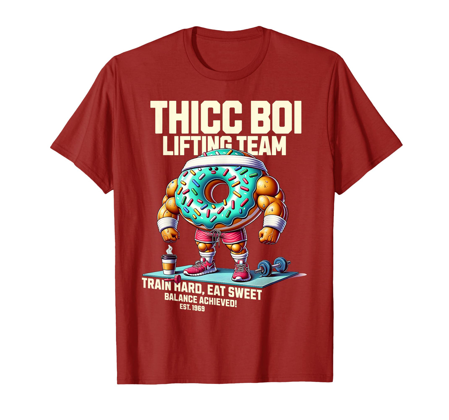 Thicc Boi Lifting Team Funny Donut Workout Gym Fitness Club T-Shirt