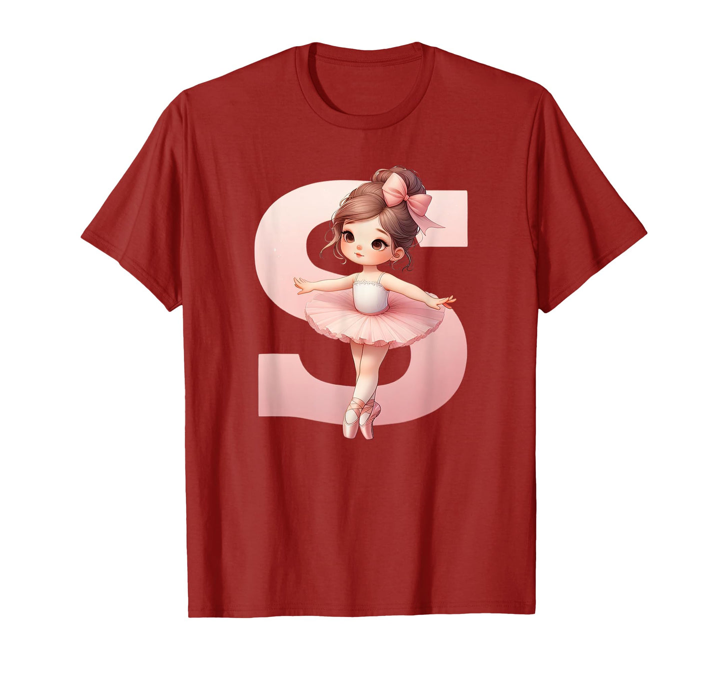 Ballerina Girl Dancing Name First Letter S Girly Tutu Ballet T-Shirt