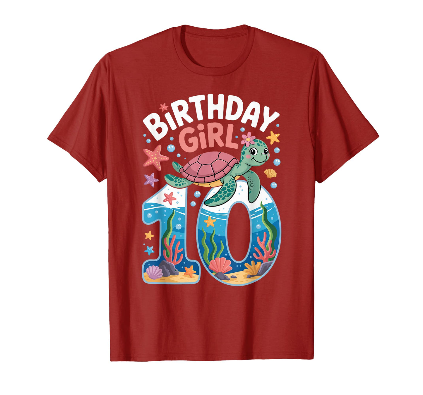 10 Year Old Birthday Girl 10th Sea Turtle Ocean T-Shirt