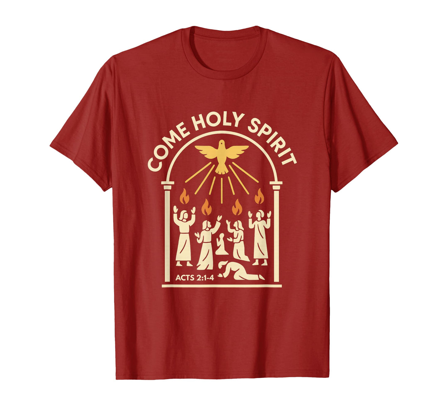 Come Holy Spirit Acts 2 Flames of Fire Baptism Dove T-Shirt
