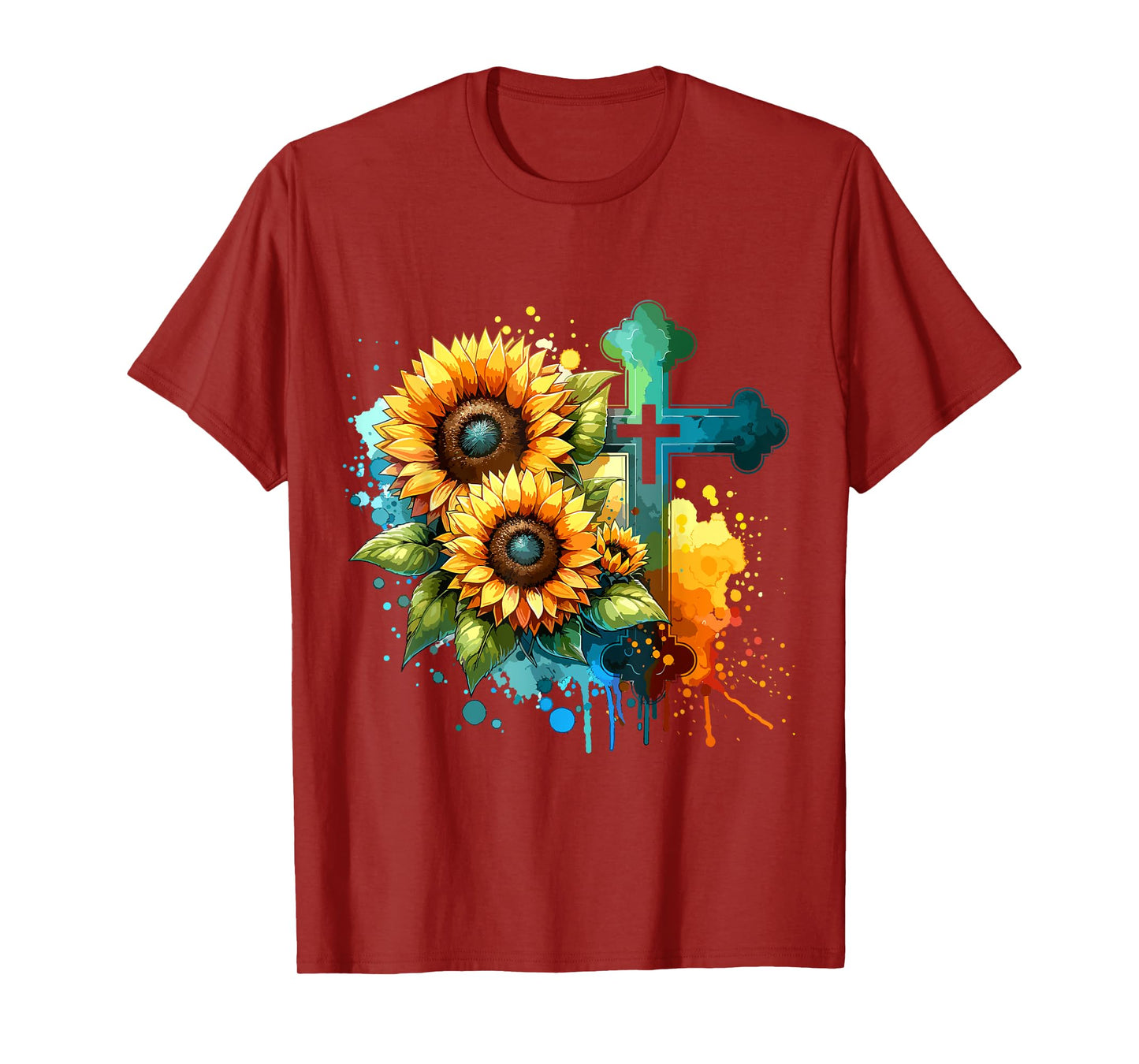 Christian Cross and Sunflowers T-Shirt