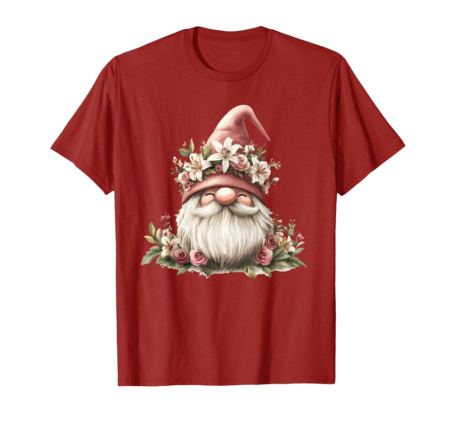 Adorable Floral Gnome With Pink Hat T-Shirt