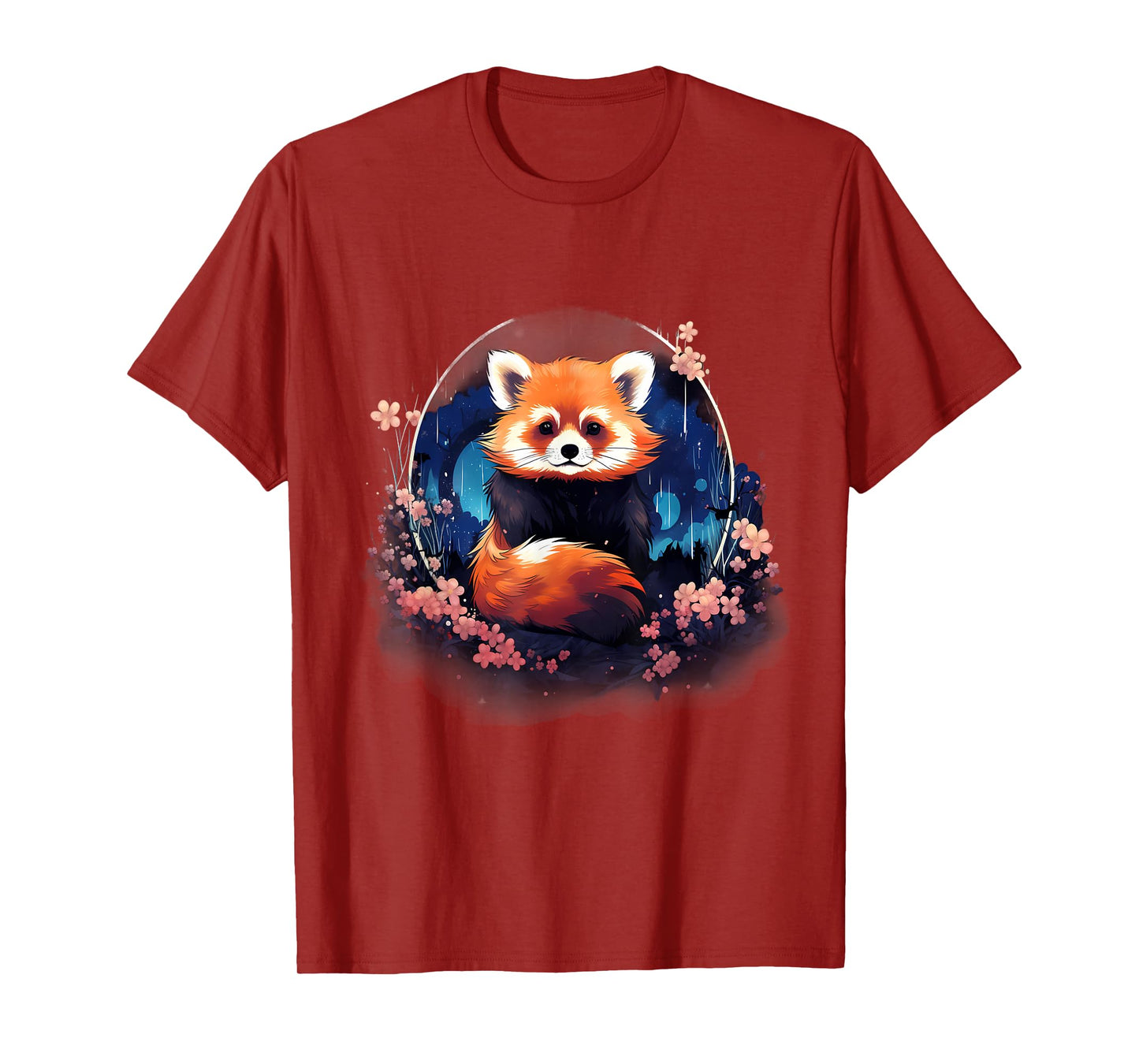 Red Panda Wildlife Nature Artwork Floral Animal Lovers T-Shirt