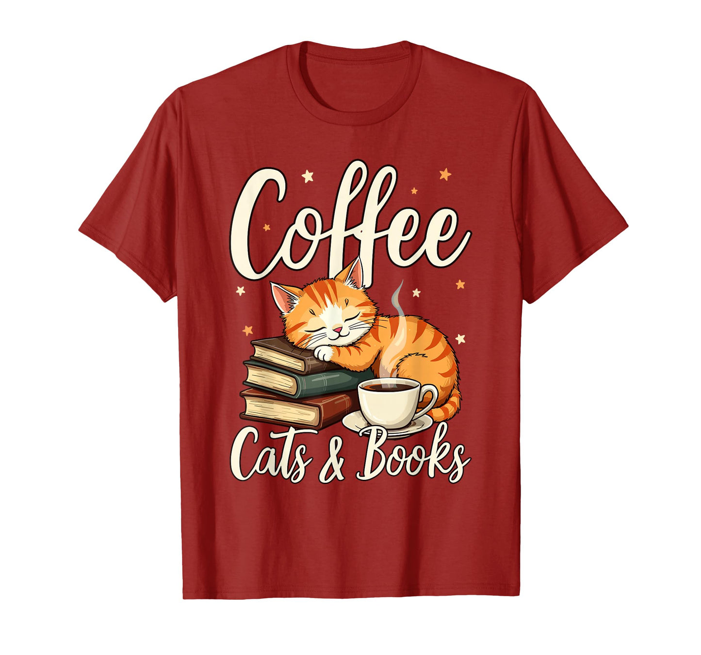 Coffee Cats And Books Lover, For Women & Men, Funny Coffee T-Shirt