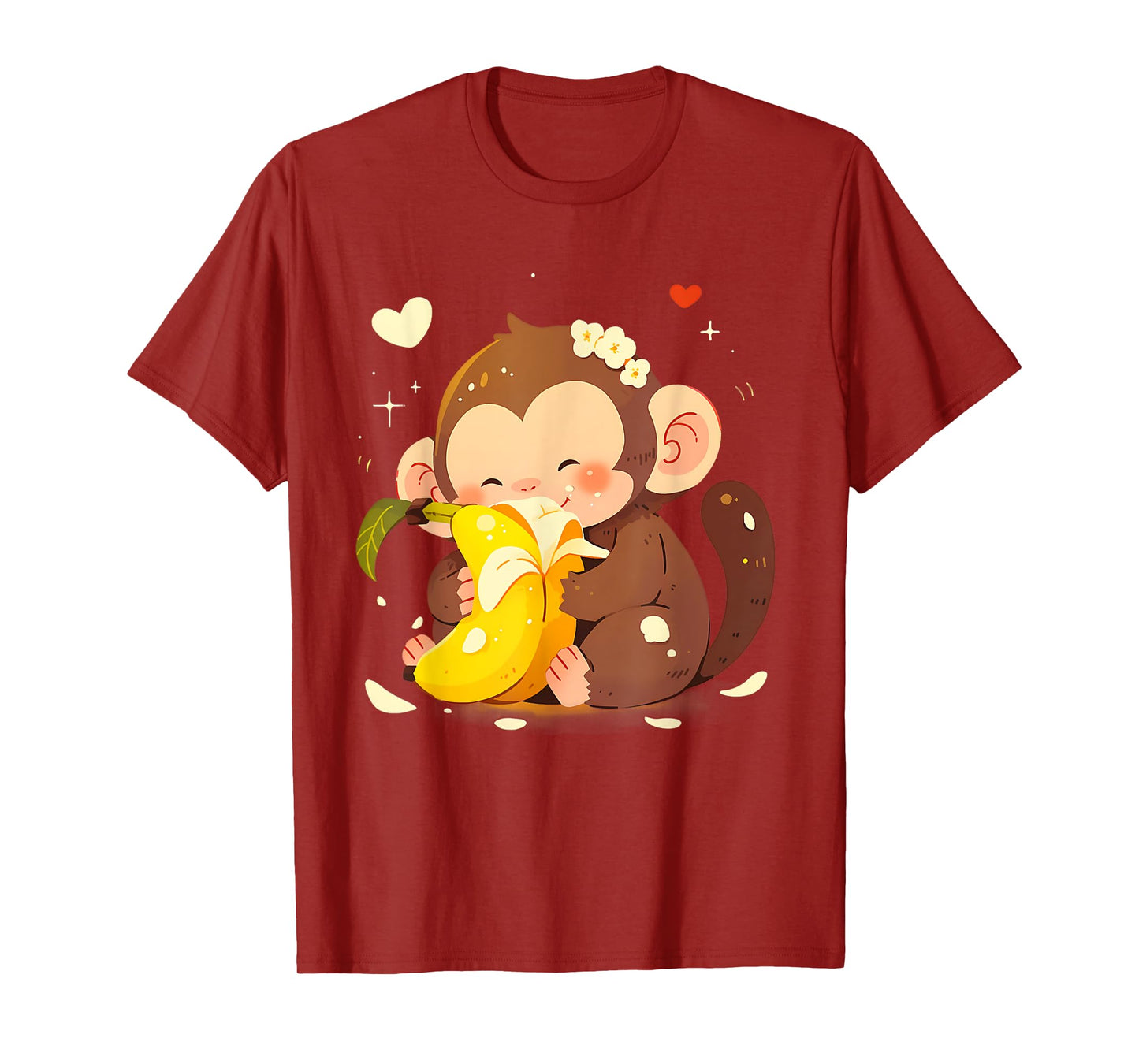 Banana Monkey Cute Monkey Drawing Bananas Fruit Wildlife T-Shirt