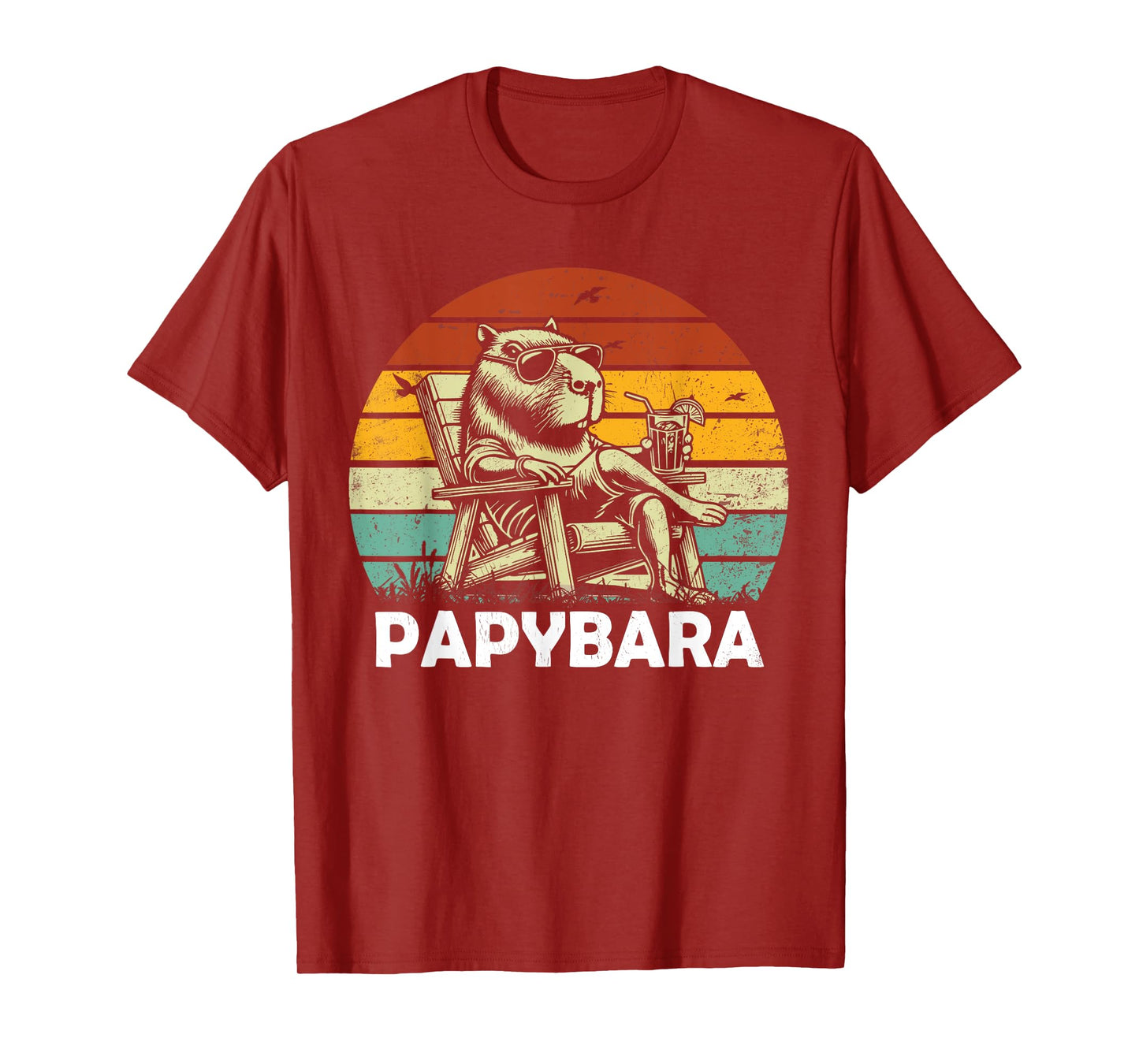 Retro Capybara Dad Papybara Funny Capybara Father's Day T-Shirt