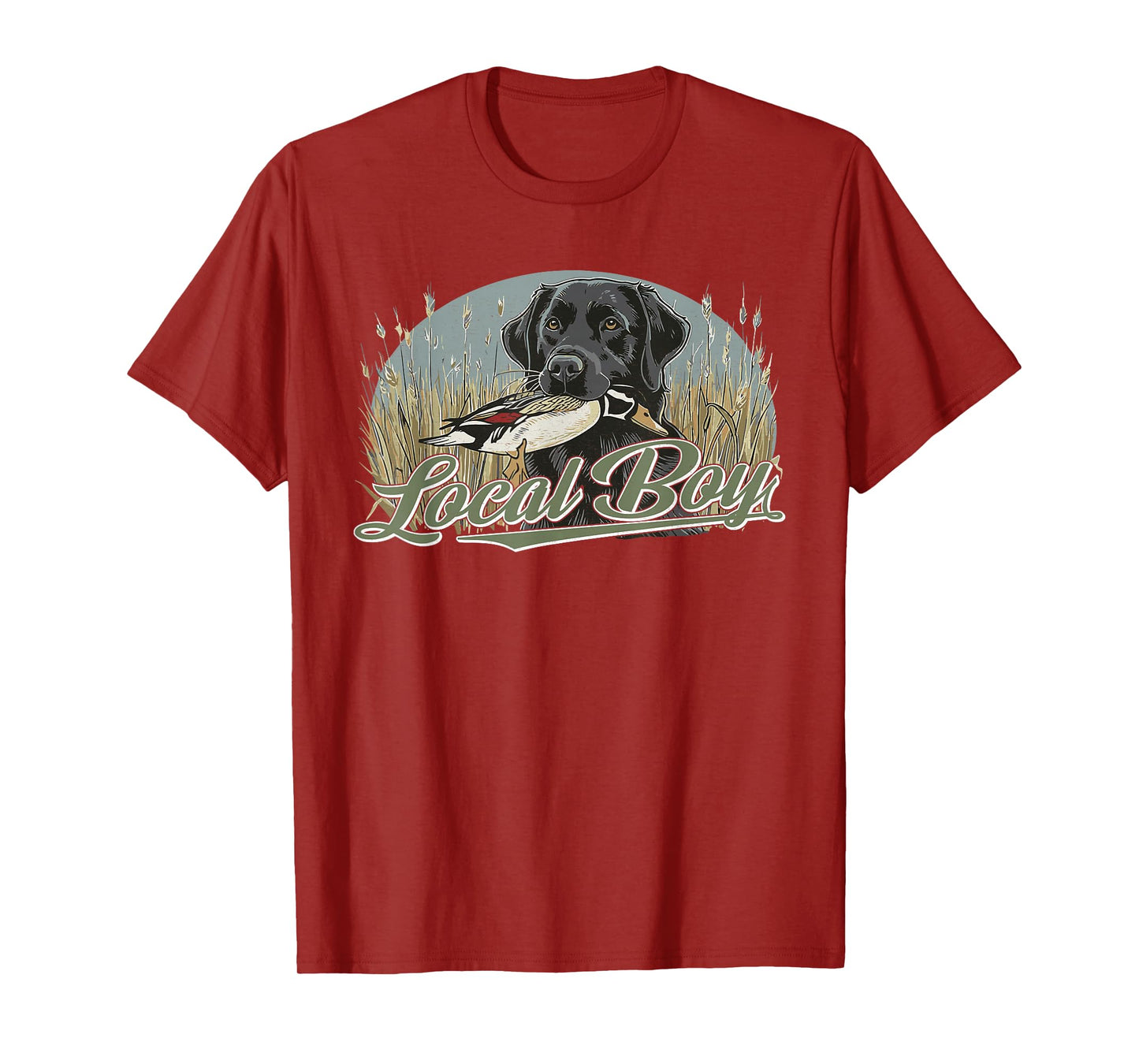 Local Duck Hunting Boy Black Lab Dog Outdoor Vintage T-Shirt