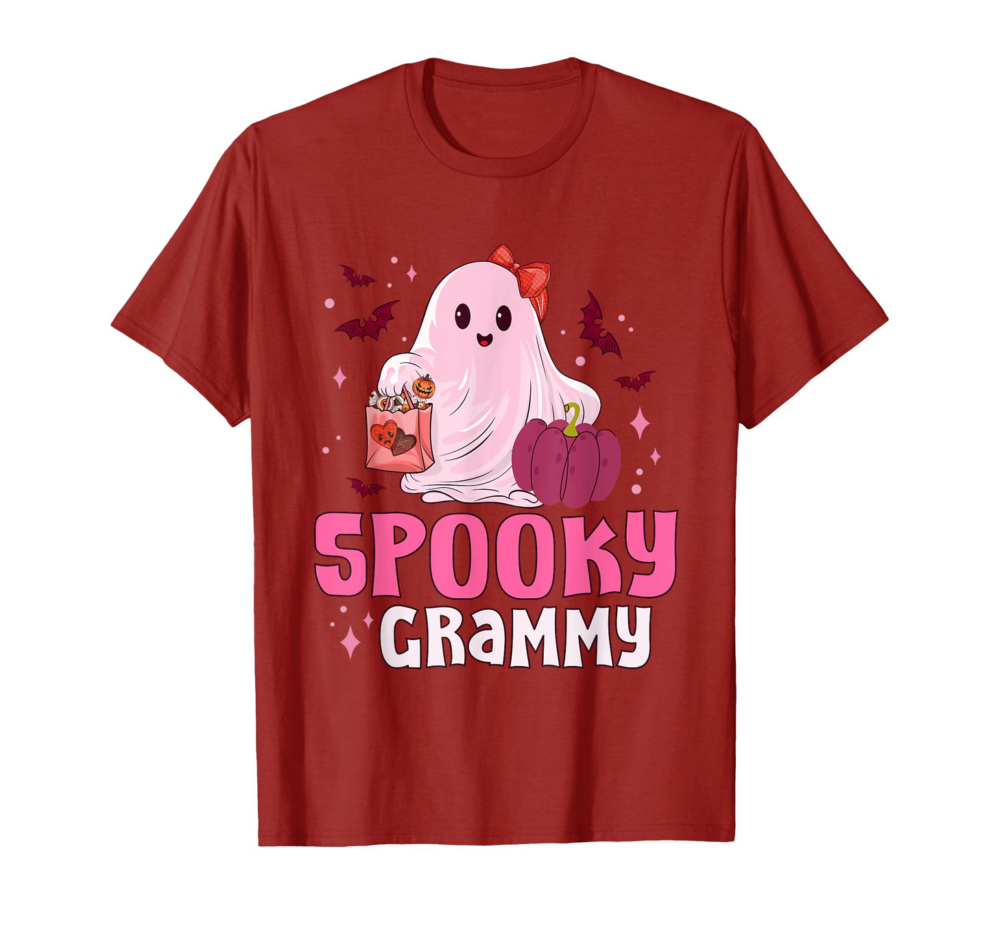 Spooky Grammy Boo Ghost Pink Bow Halloween Costume Women T-Shirt