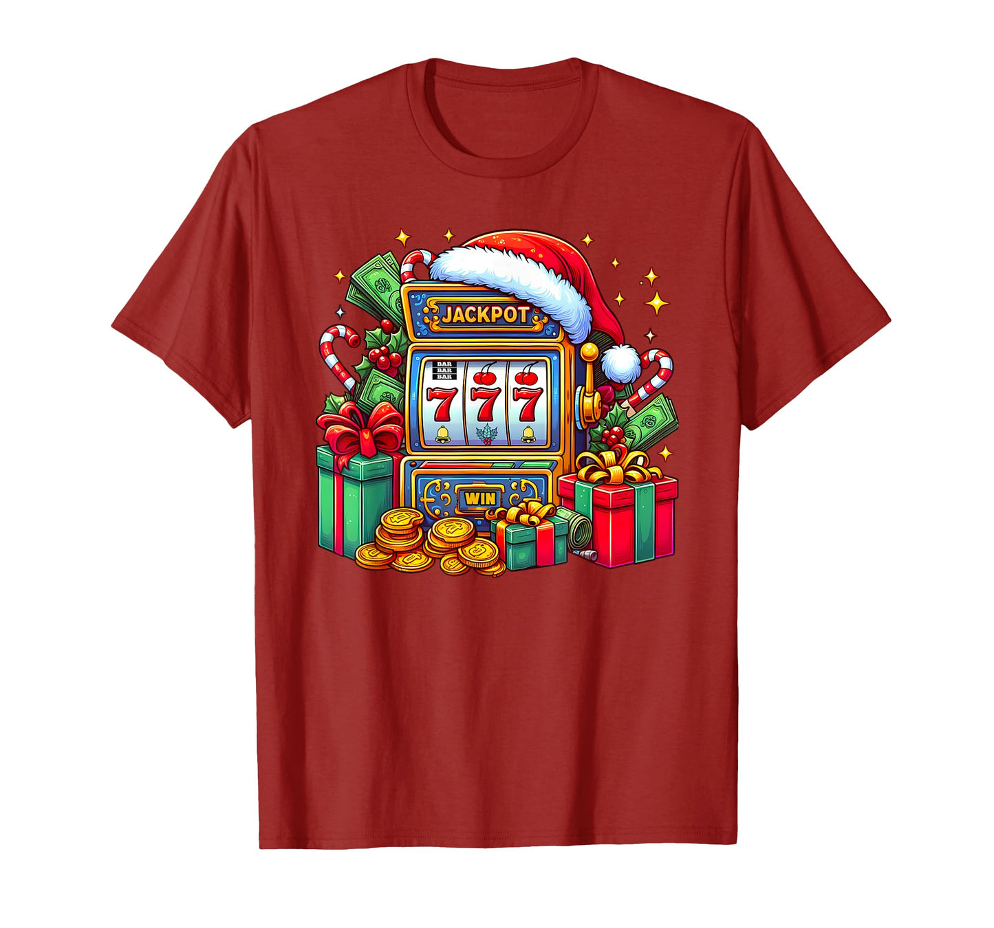 Christmas Slot Machine Casino Lucky Winner Xmas Big Jackpot T-Shirt