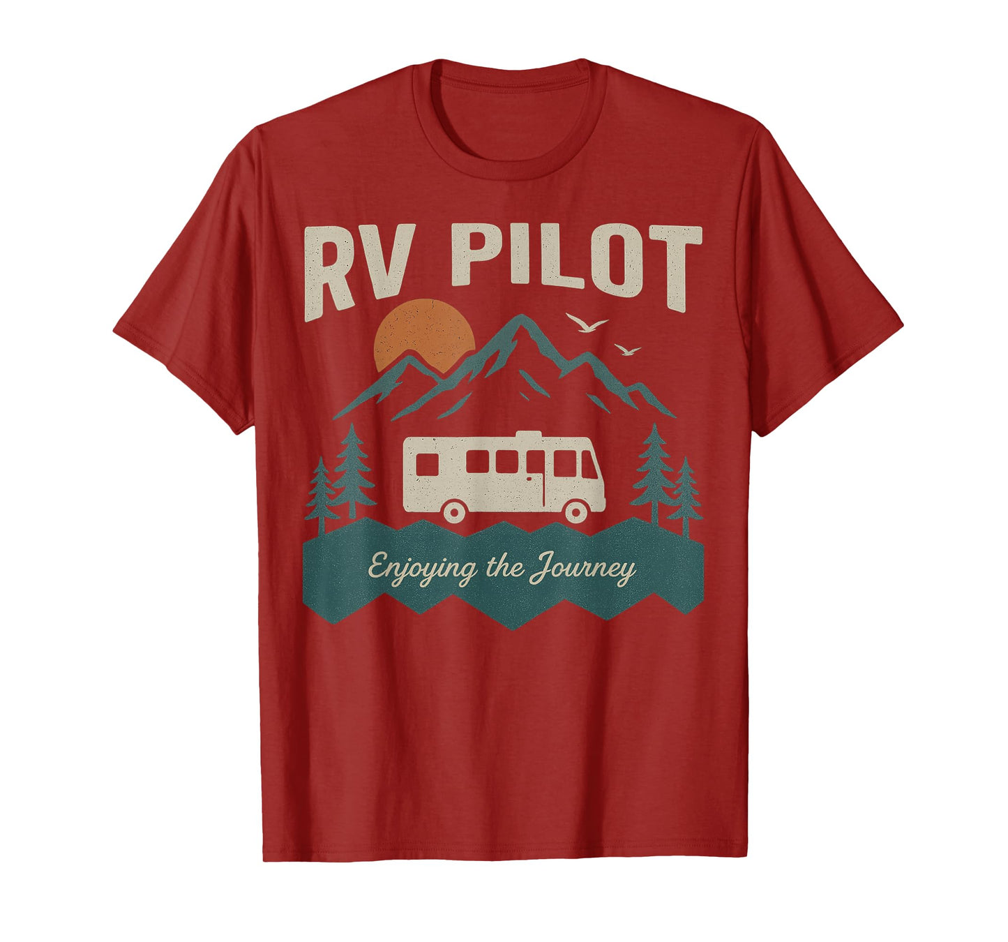 RV Pilot Camping Retro Motorhome Travel Vacation Camper Crew T-Shirt