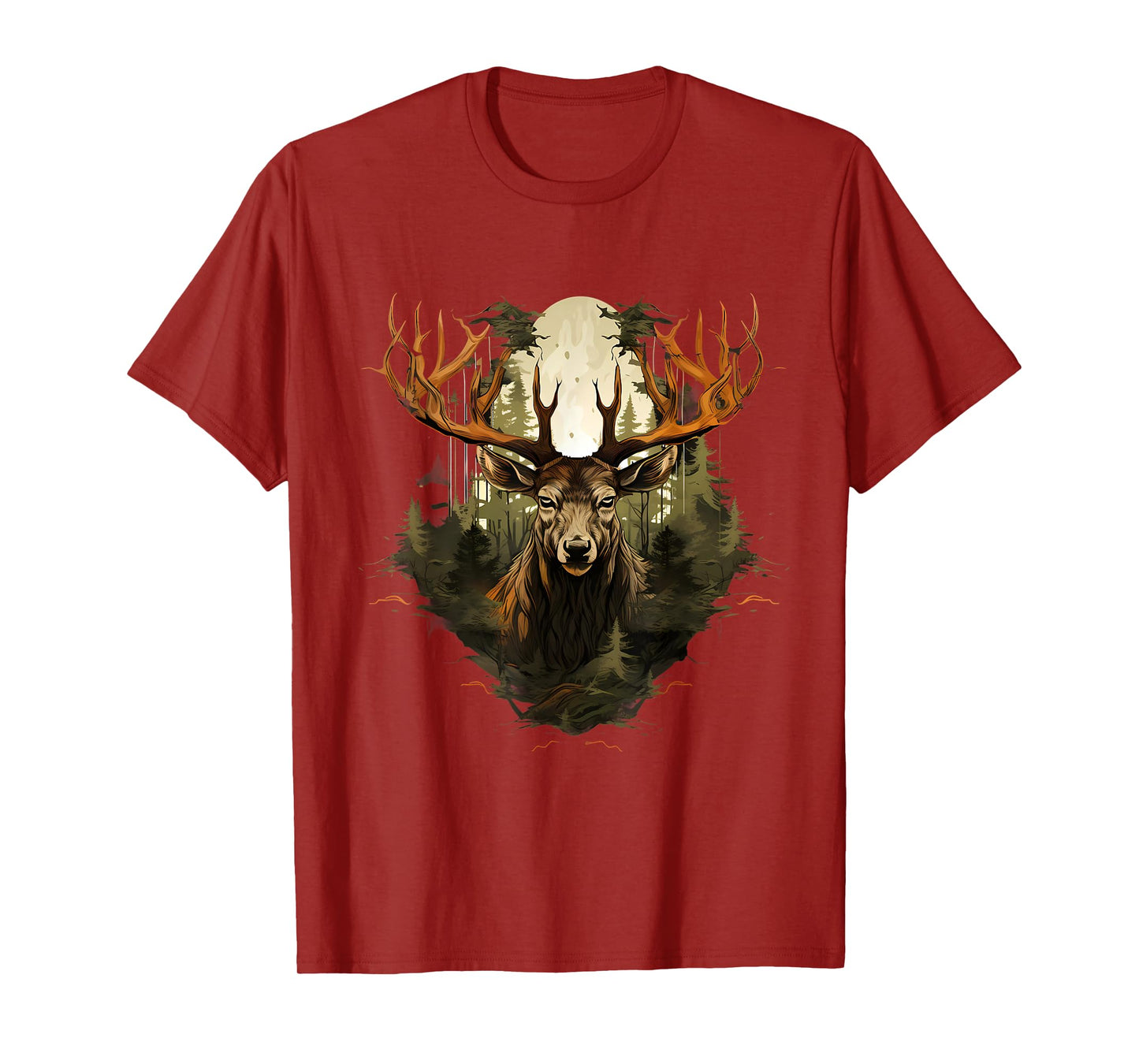 Deer Wildlife Nature Motif Animal Lovers Landscape Forest T-Shirt