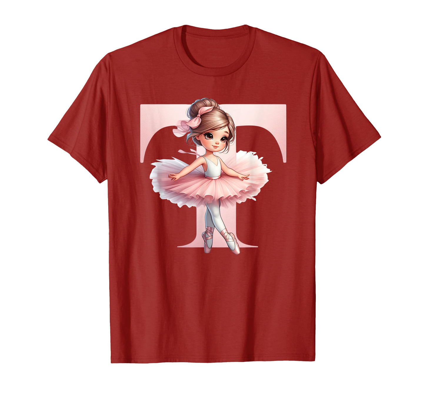 Ballerina Girl Dancing Name First Letter T Girly Tutu Ballet T-Shirt