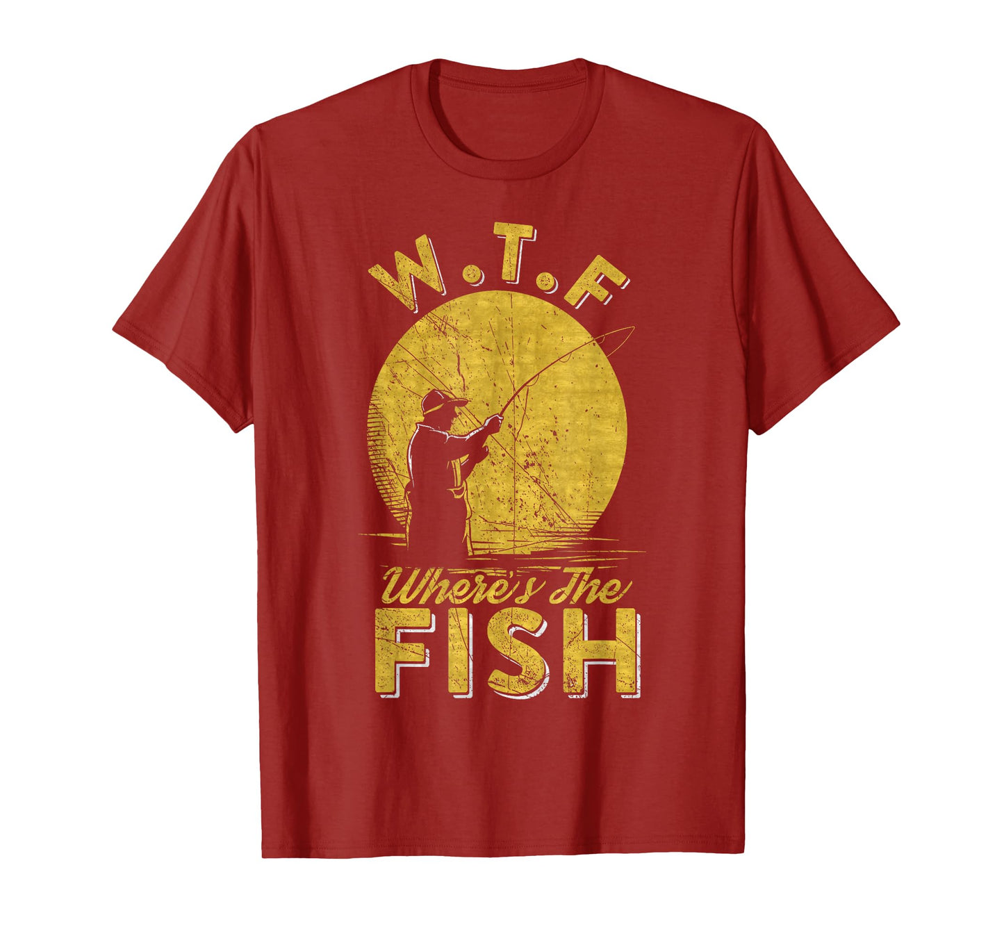 Vintage W.T.F Wheres The Fish, Fisherman, Fishing Lover T-Shirt