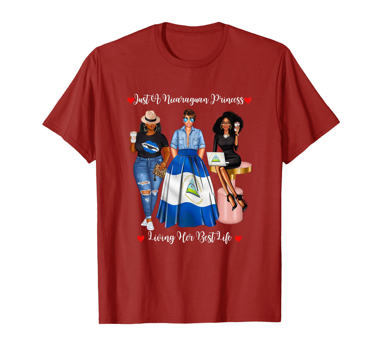 Just A Nicaraguan Princess Living Her Best Life Black Womens T-Shirt