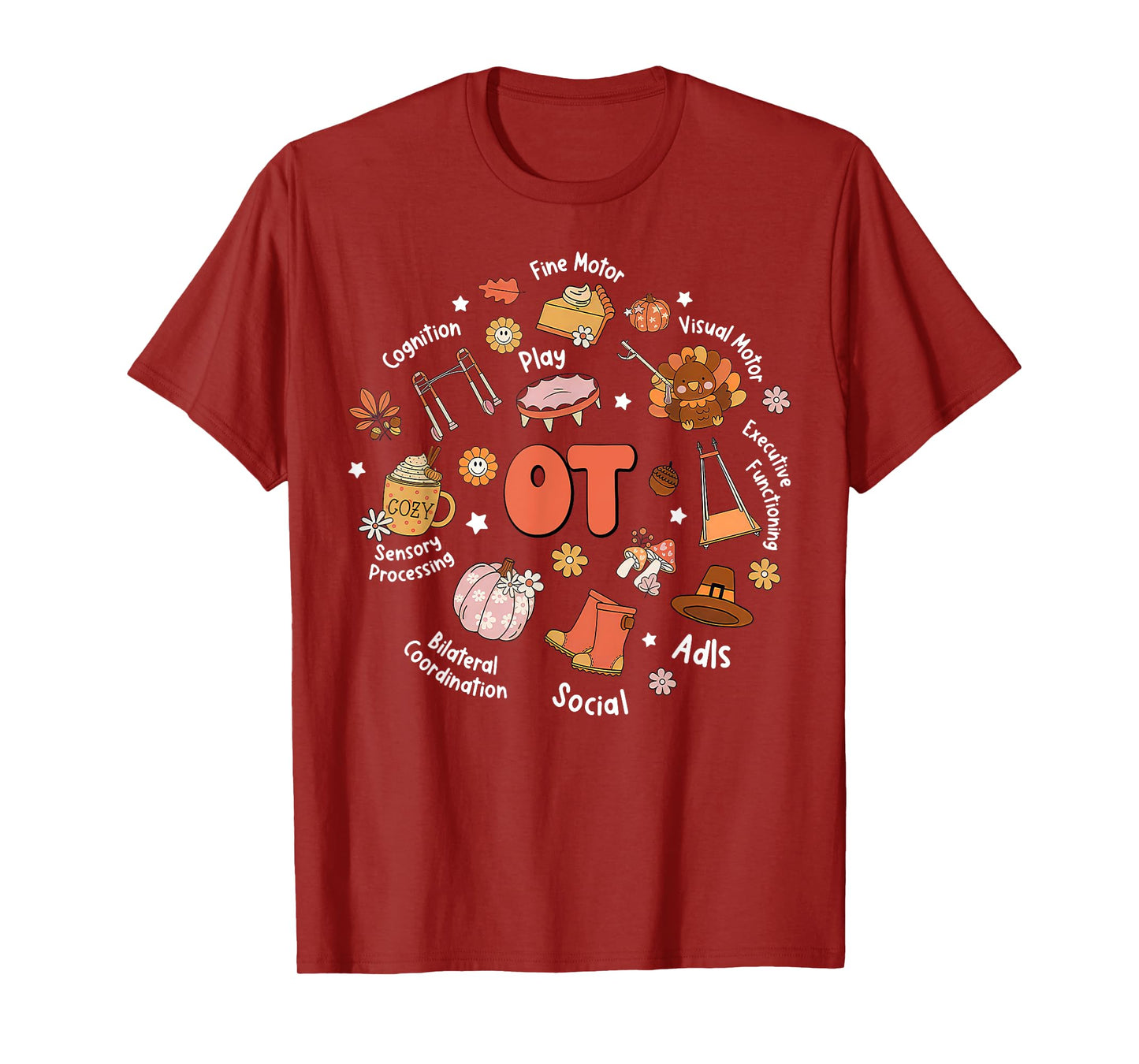 Retro Occupational Therapy OT Therapist Fall Thanksgiving T-Shirt