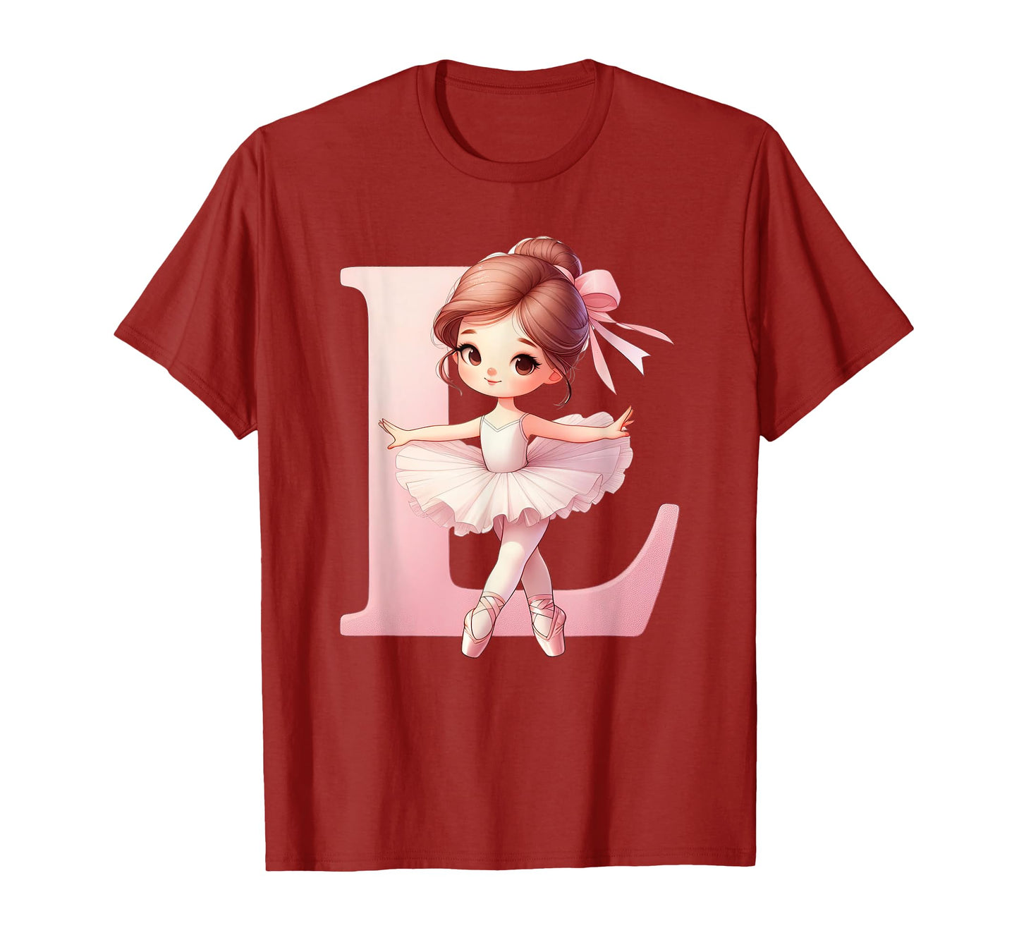 Ballerina Girl Dancing Name First Letter L Girly Tutu Ballet T-Shirt