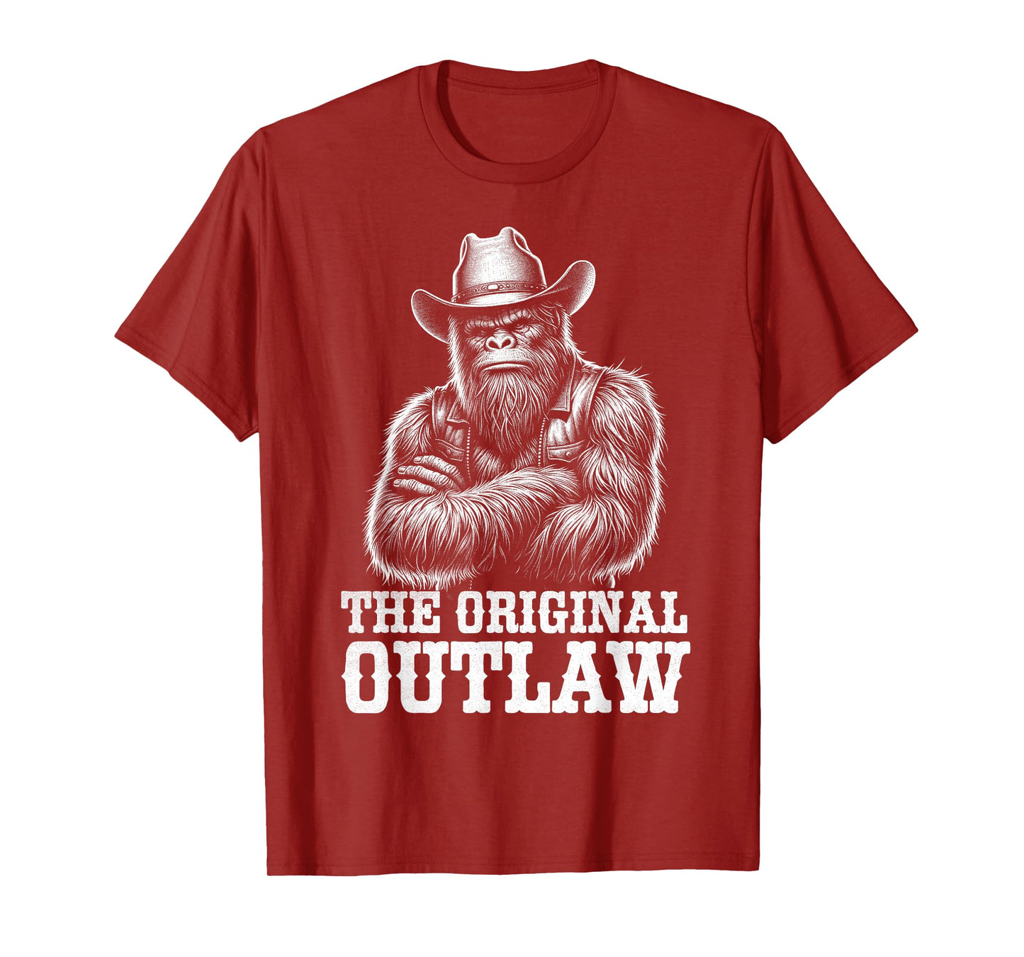 Bigfoot Sasquatch Funny Vintage Cowboy Cryptid Graphic Myth T-Shirt