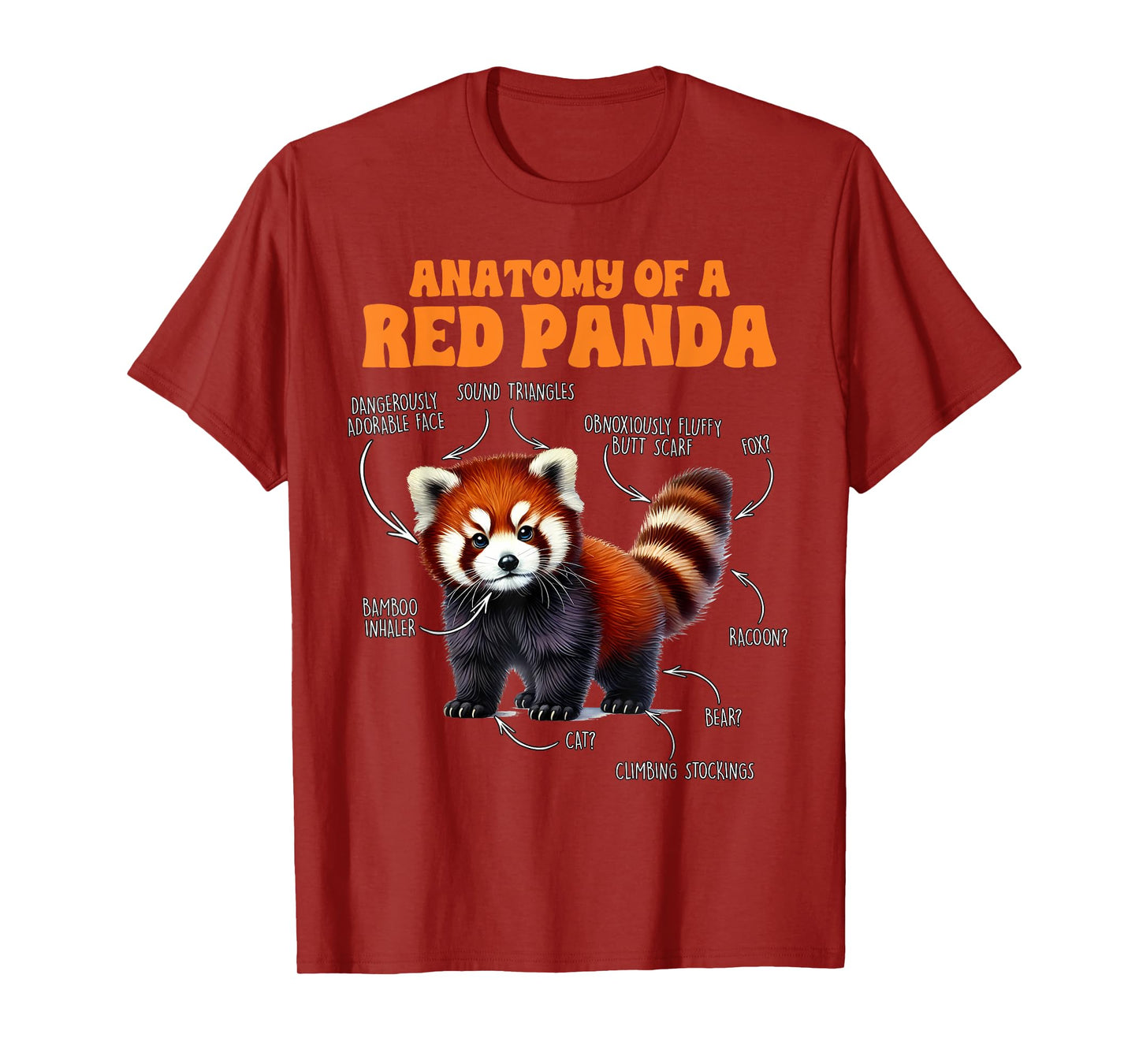 Red Panda Lover Animal Lover Anatomy Of A Red Panda T-Shirt