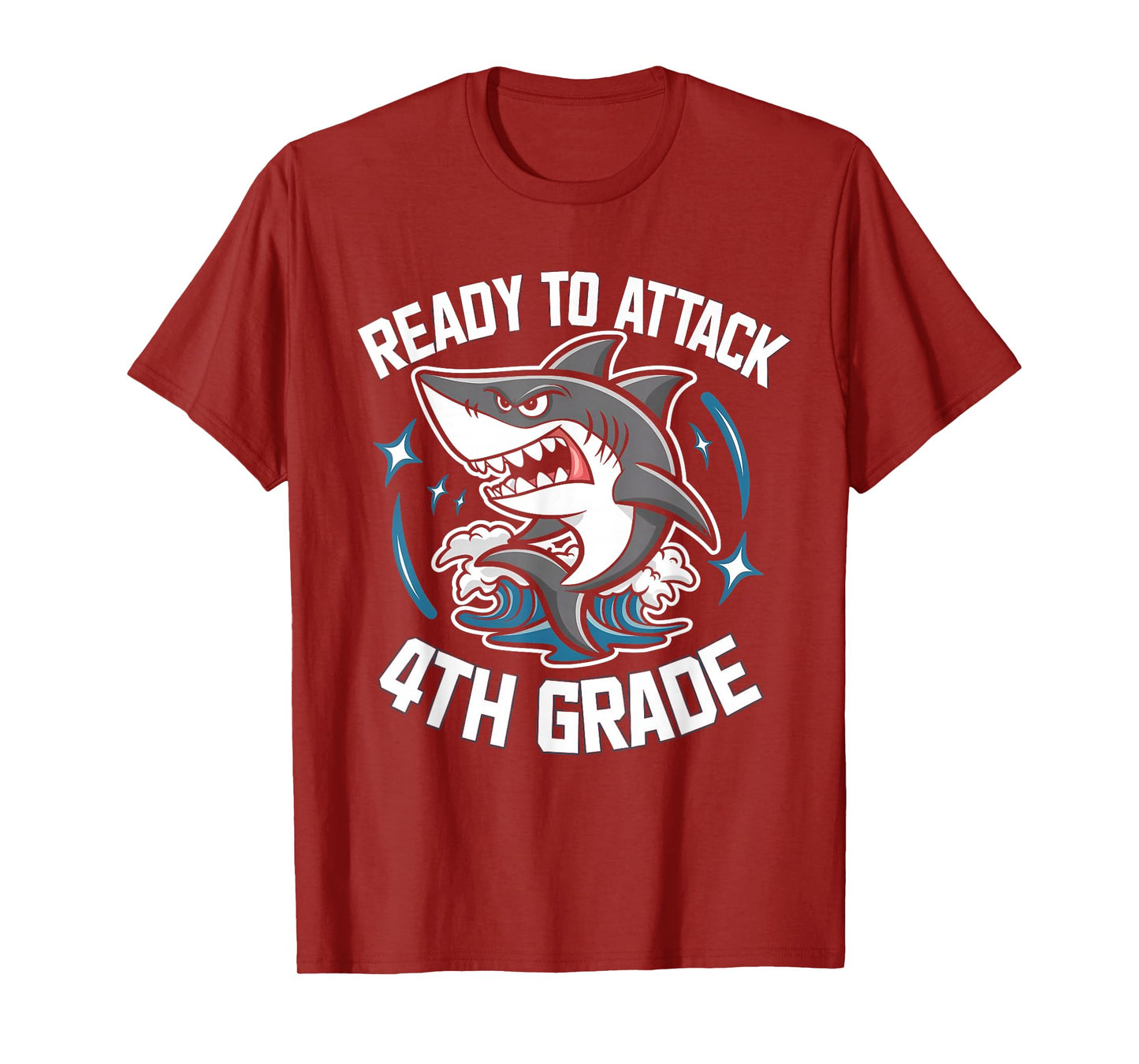 Ready To Attack 4th Grade Shark Funny Back To School Boys T-Shirt