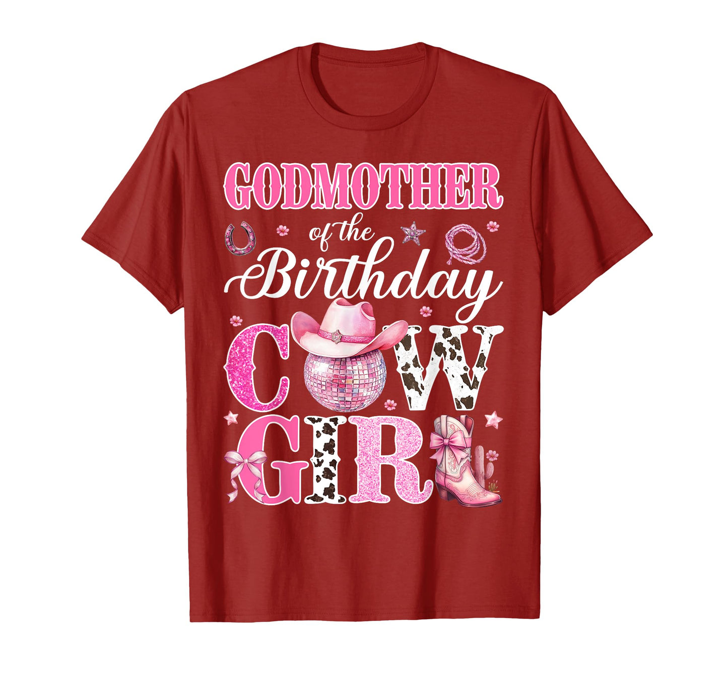 Cute Godmother Of Birthday CowGirl Rodeo Western Bday Party T-Shirt