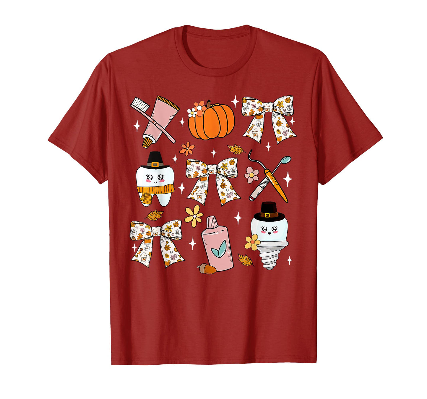 Coquette Bow Dental Squad Fall Autumn Dentist Assistant T-Shirt