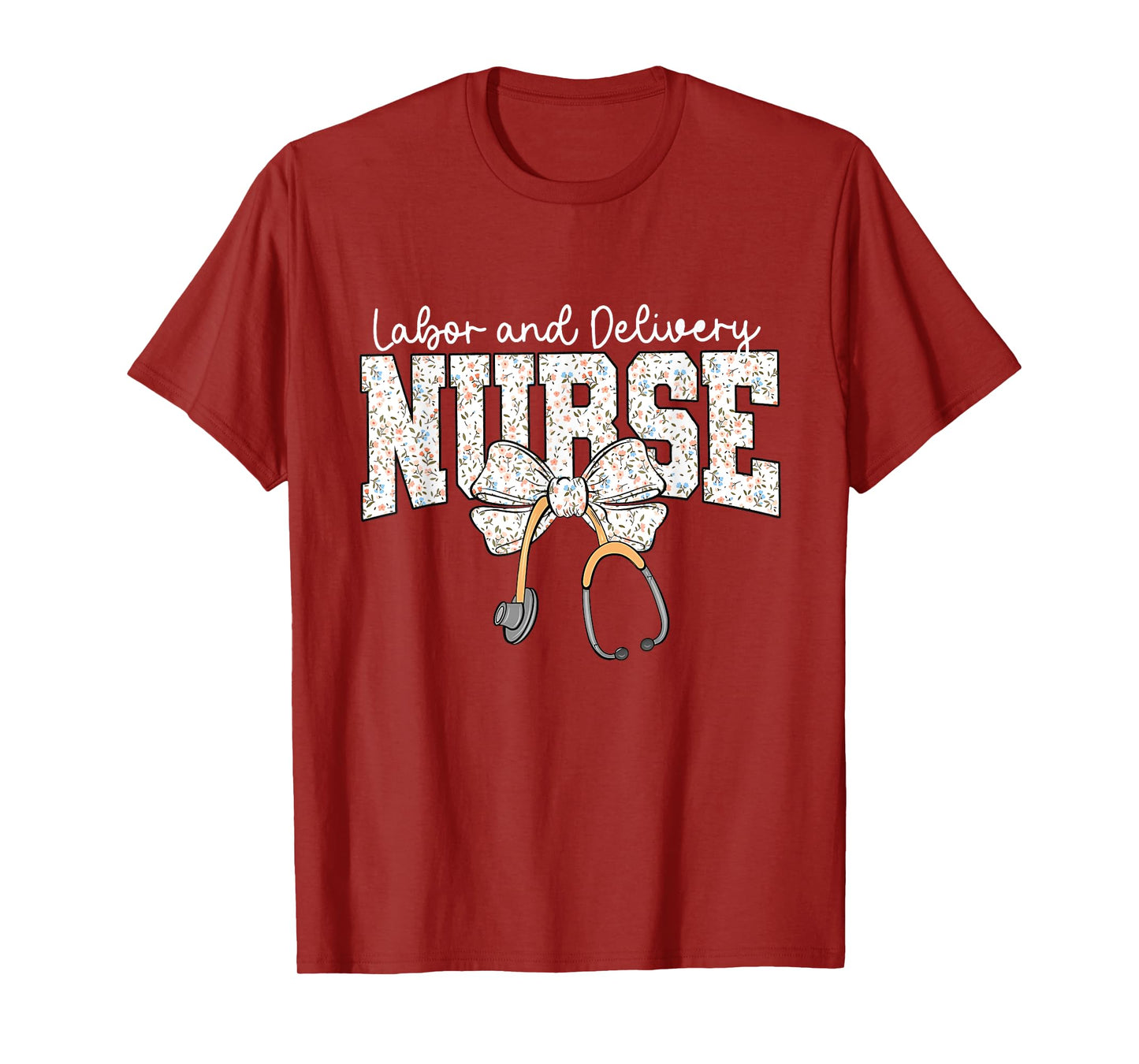 Cute Labor and Delivery Nurse Stethoscope Coquette Bow Women T-Shirt