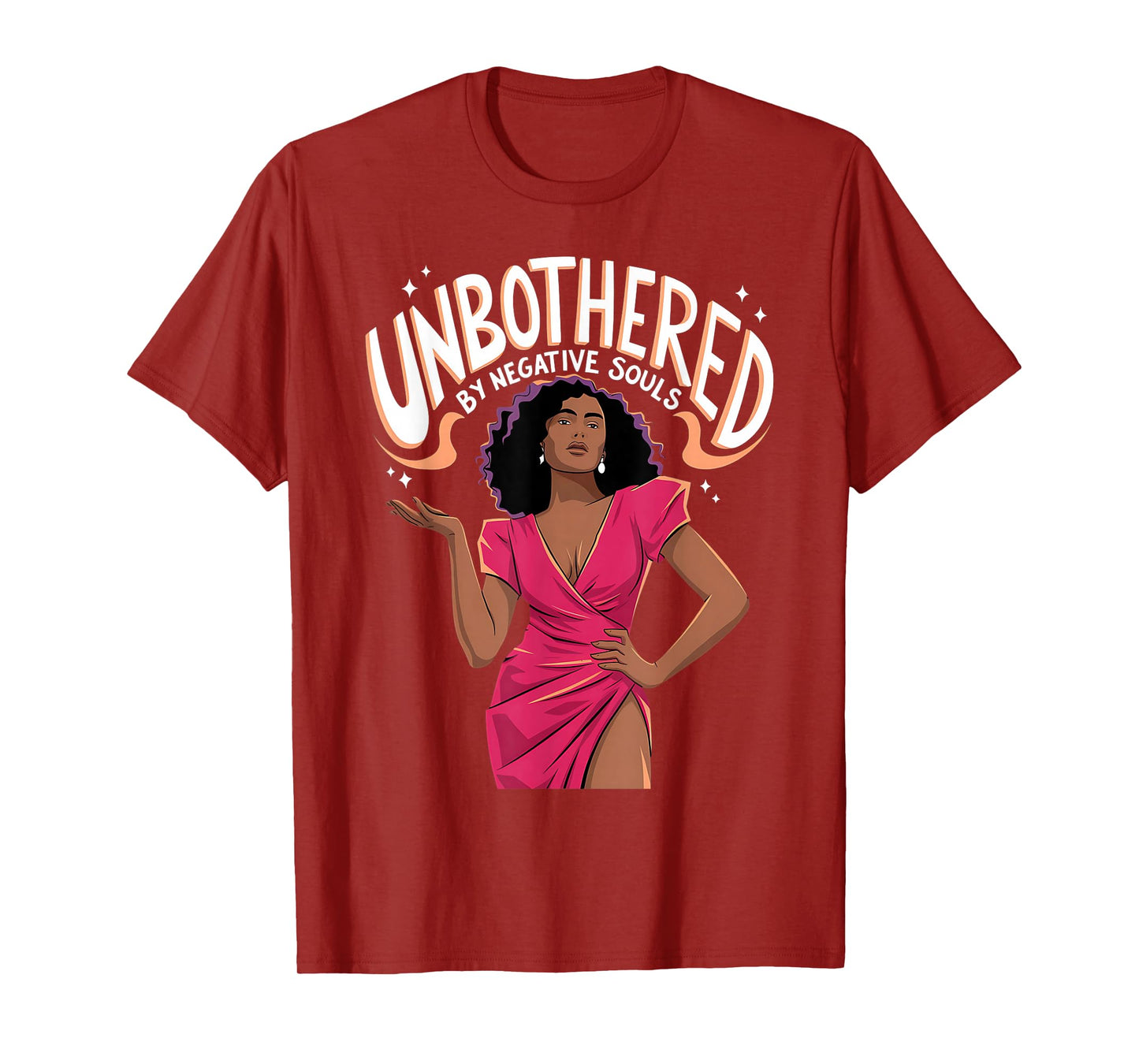 Unbothered By Negative Souls Black Women Girls Afro Queen T-Shirt