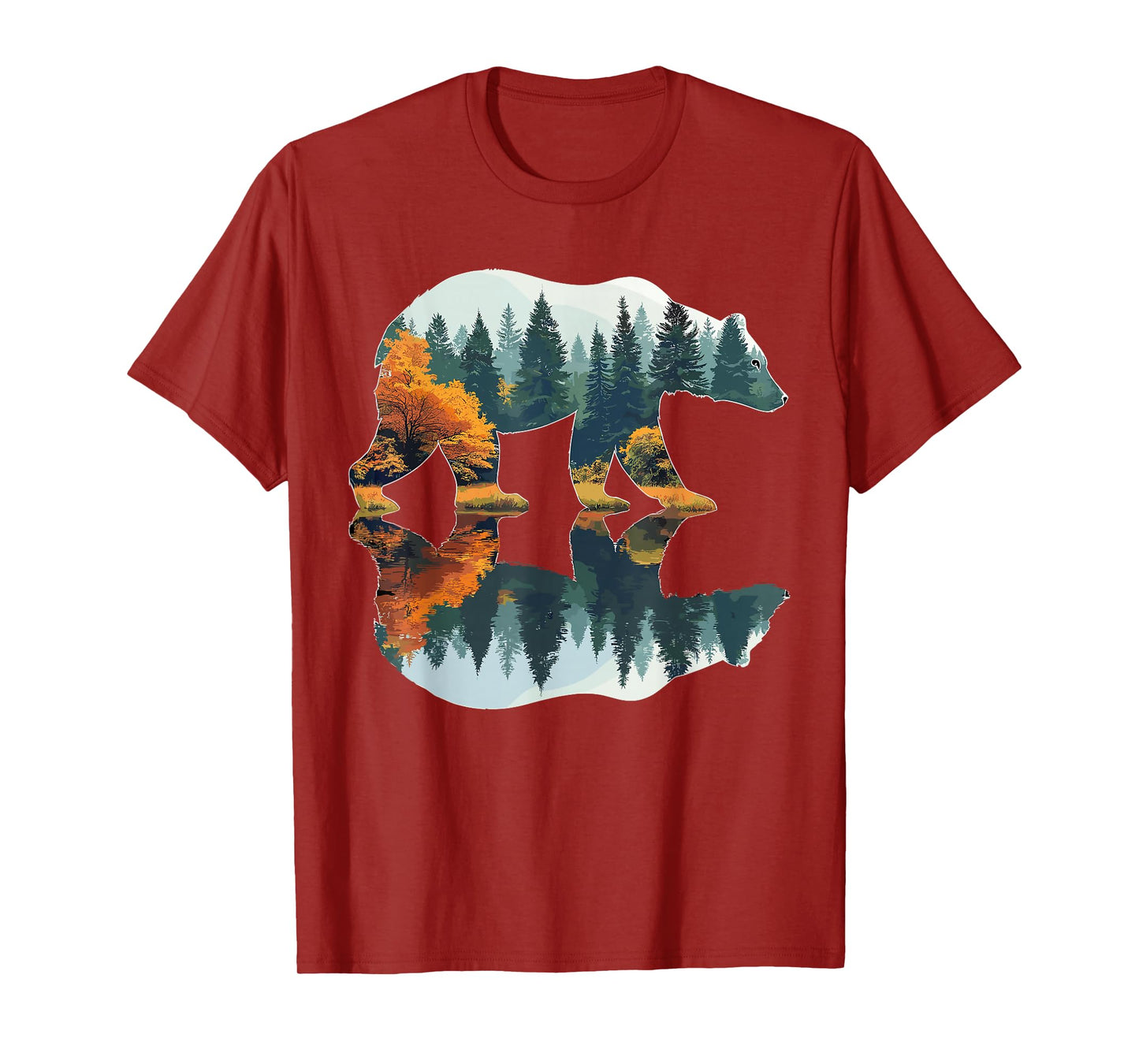 Trees Wildlife Reflection Nature Bear Outdoor Forest T-Shirt