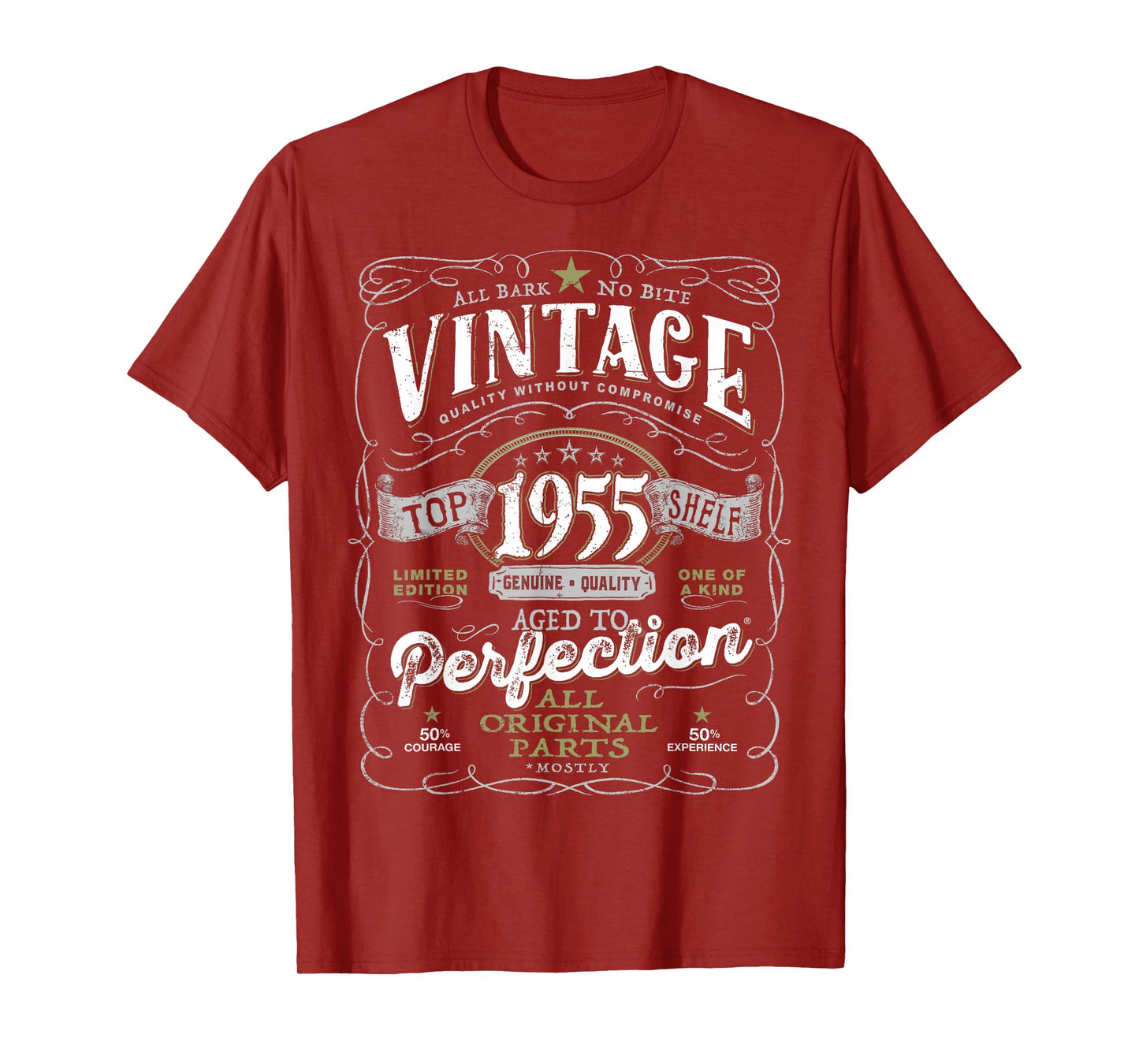 70th Birthday Tee for Men Vintage 1955 Original Parts Mostly T-Shirt
