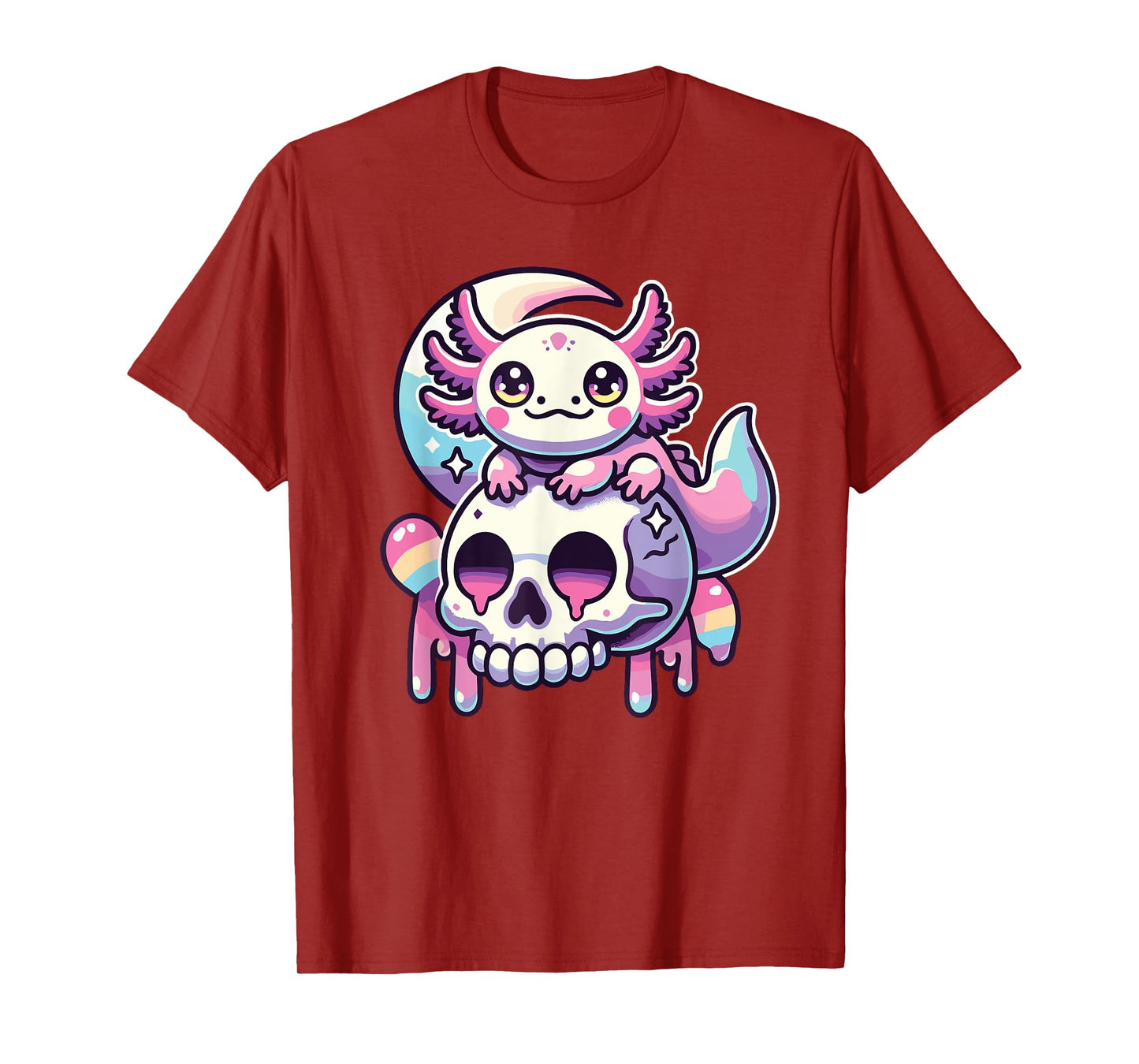 Kawaii Pastel Goth Cute Creepy Axolotl Bat Skeleton T-Shirt