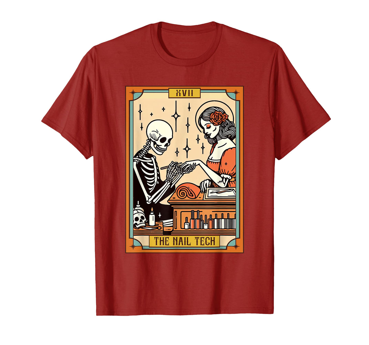 Funny Skeleton Nail Boss The Nail Tech Life Tarot Card T-Shirt