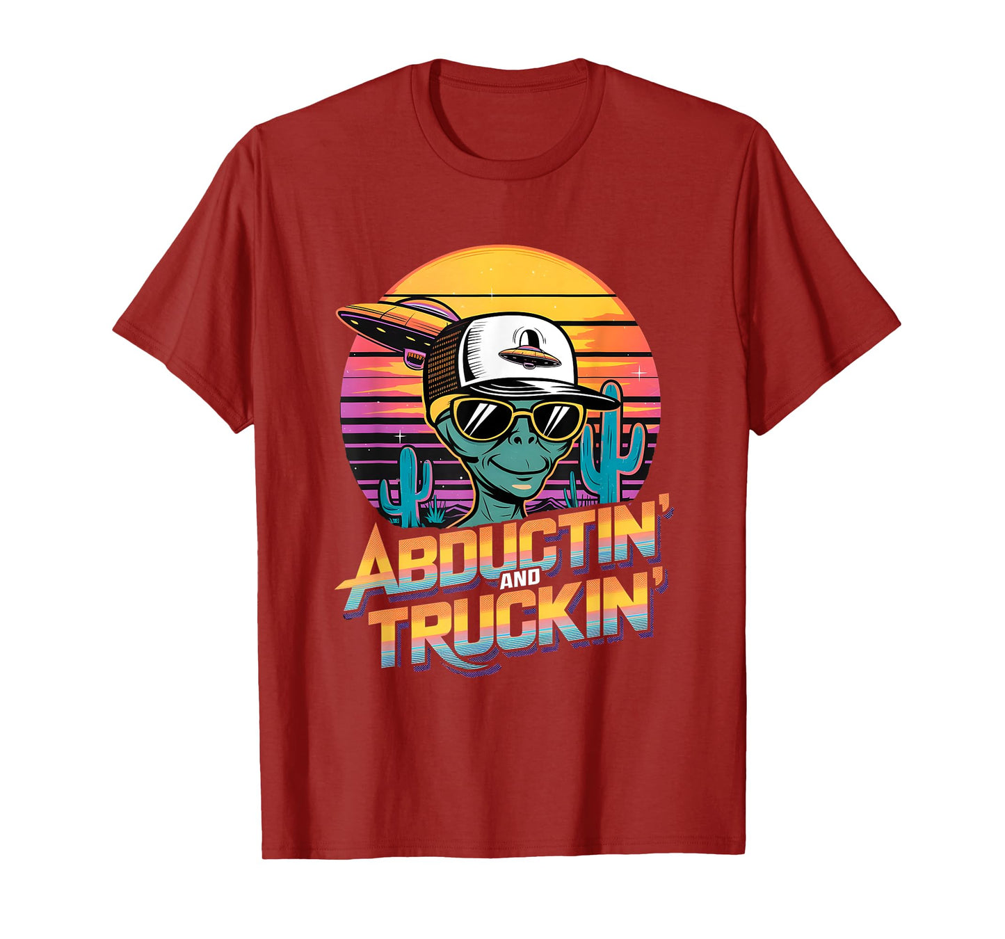 Alien and UFO trucker design. Abductin' and Truckin' T-Shirt