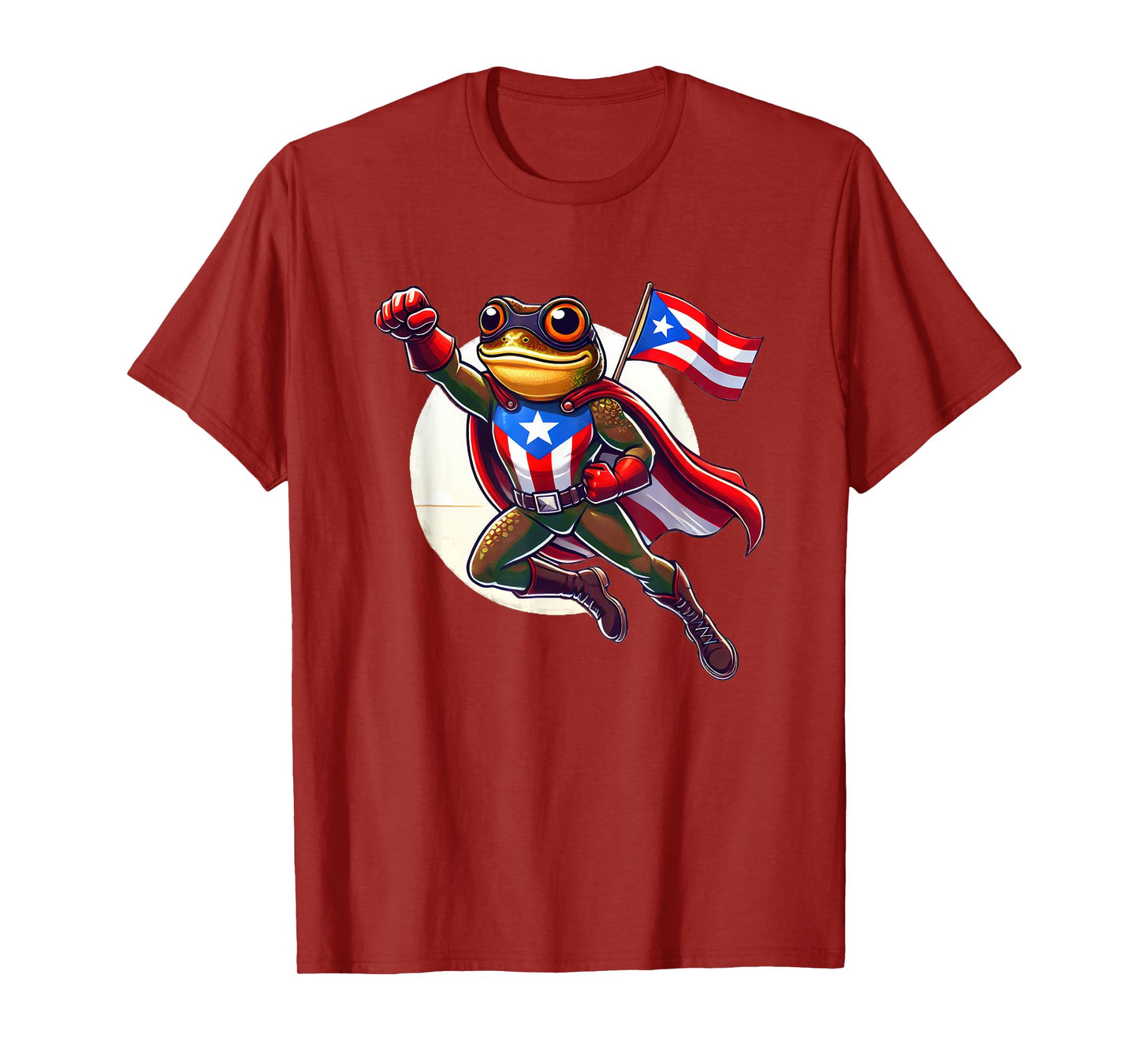 Boricua Superhero Coqui Flying Cape Puerto Rico Flag Boriken T-Shirt