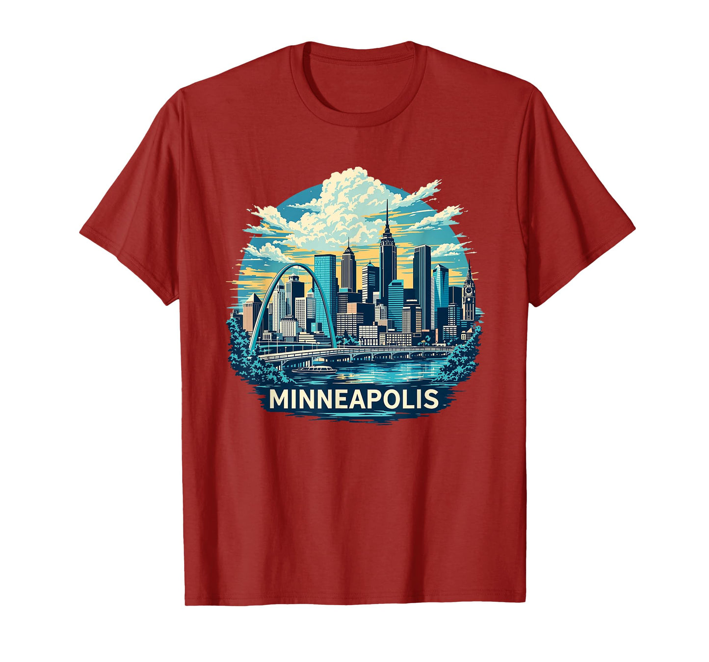 Vintage Minneapolis Minnesota Sunset Skyline Cityscape Retro T-Shirt