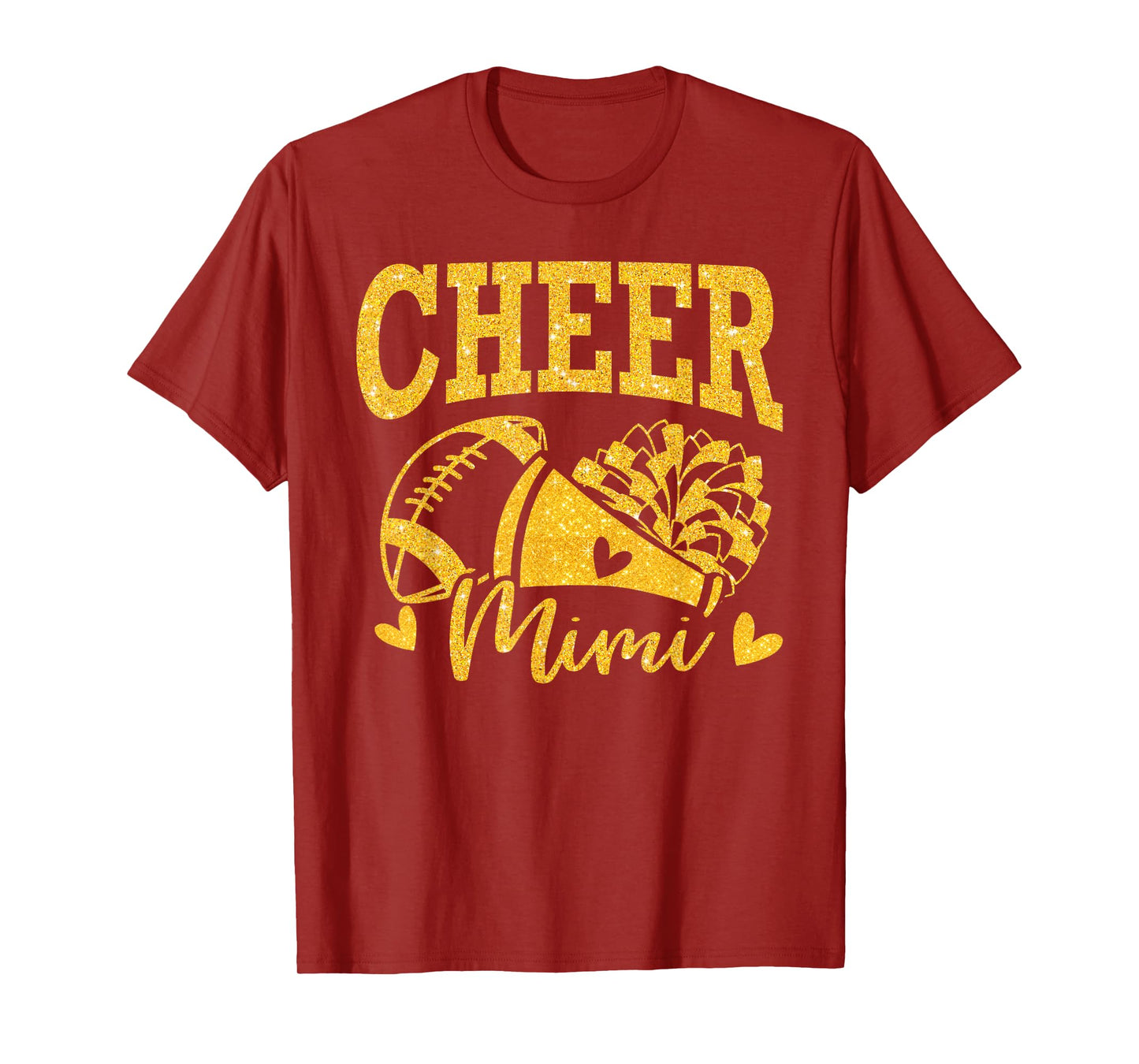 Cheer Mimi Biggest Fan Black Gold Pom Pom Mothers Day T-Shirt