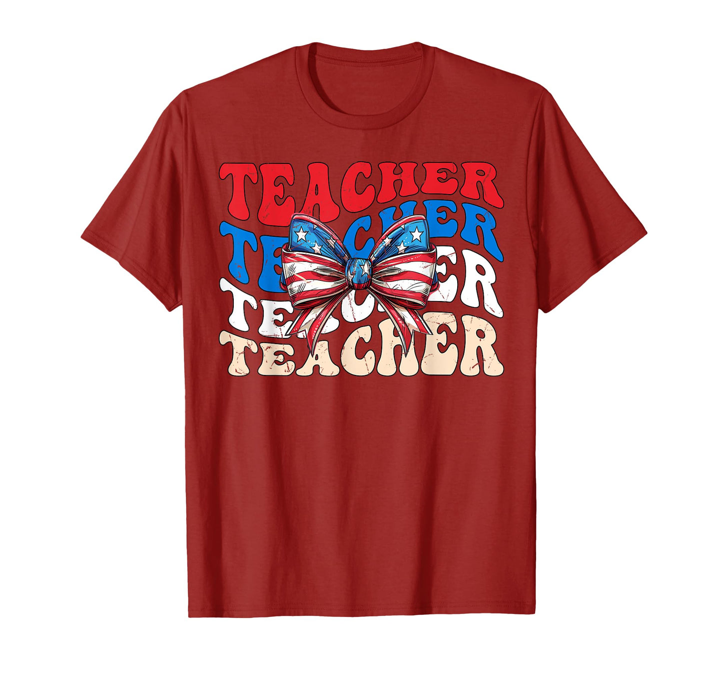 Groovy Teacher American flag 4th of July USA funny Teacher T-Shirt for Women Men