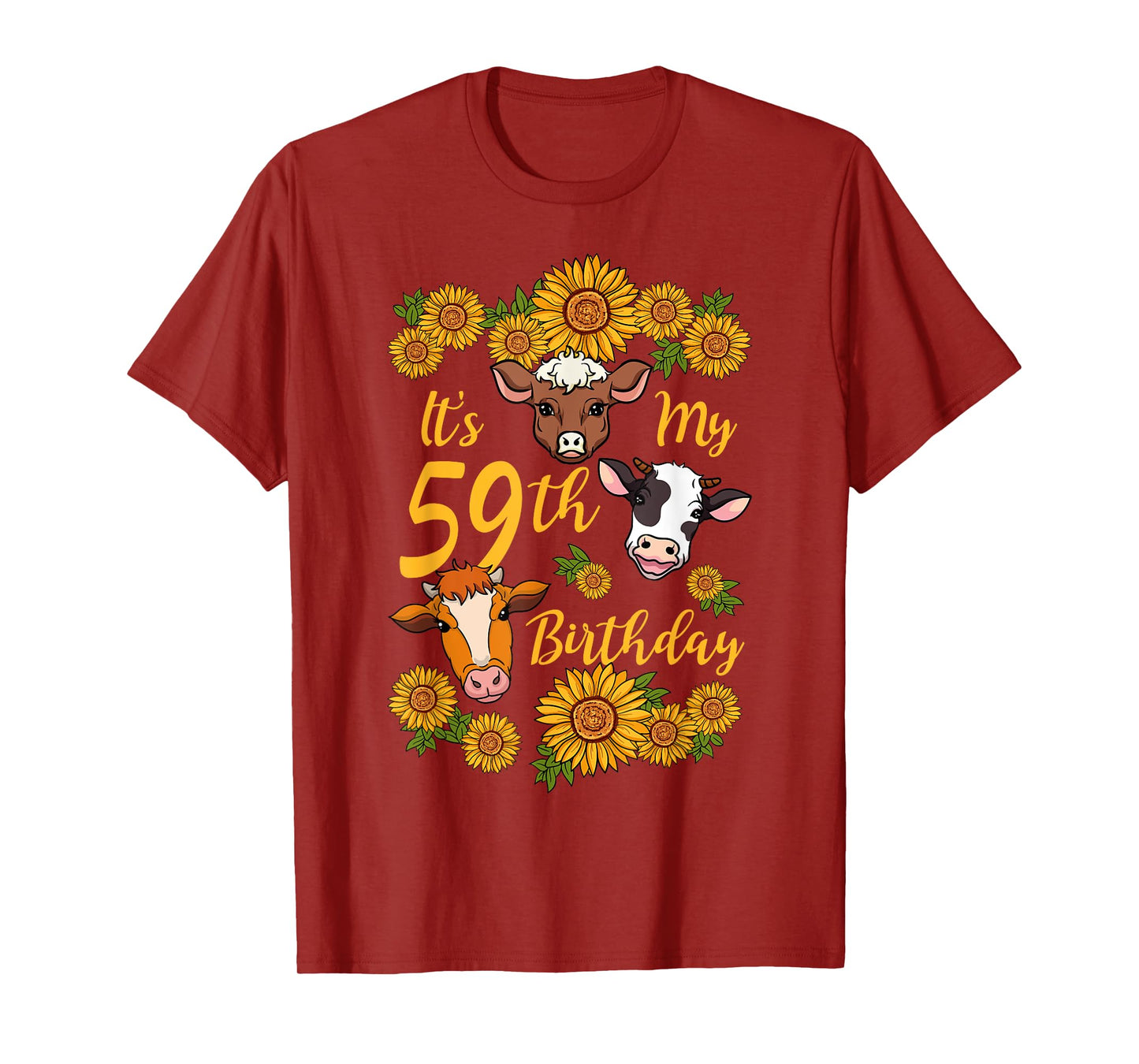 Cow 59th Birthday Party Sunflower Moo Farm Animal Barnyard T-Shirt