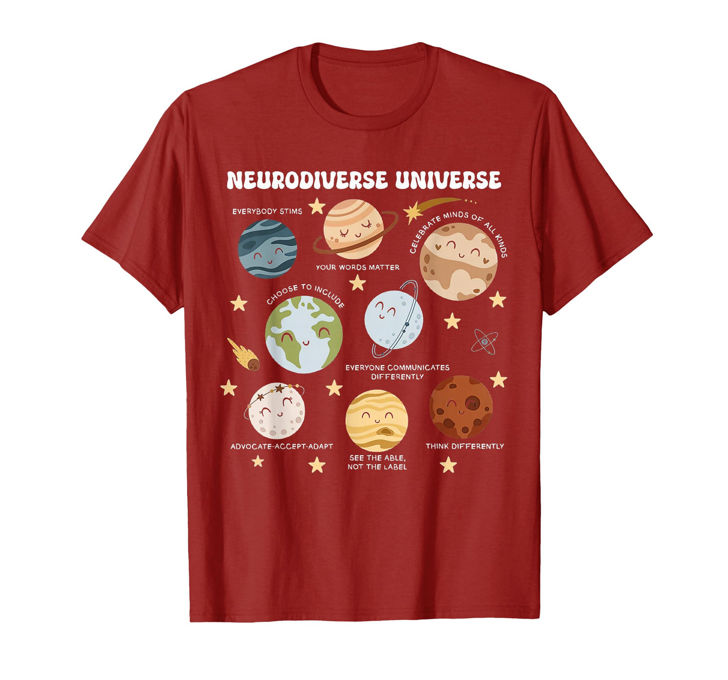 Neurodiverse Universe Space Planet Special Education Teacher T-Shirt