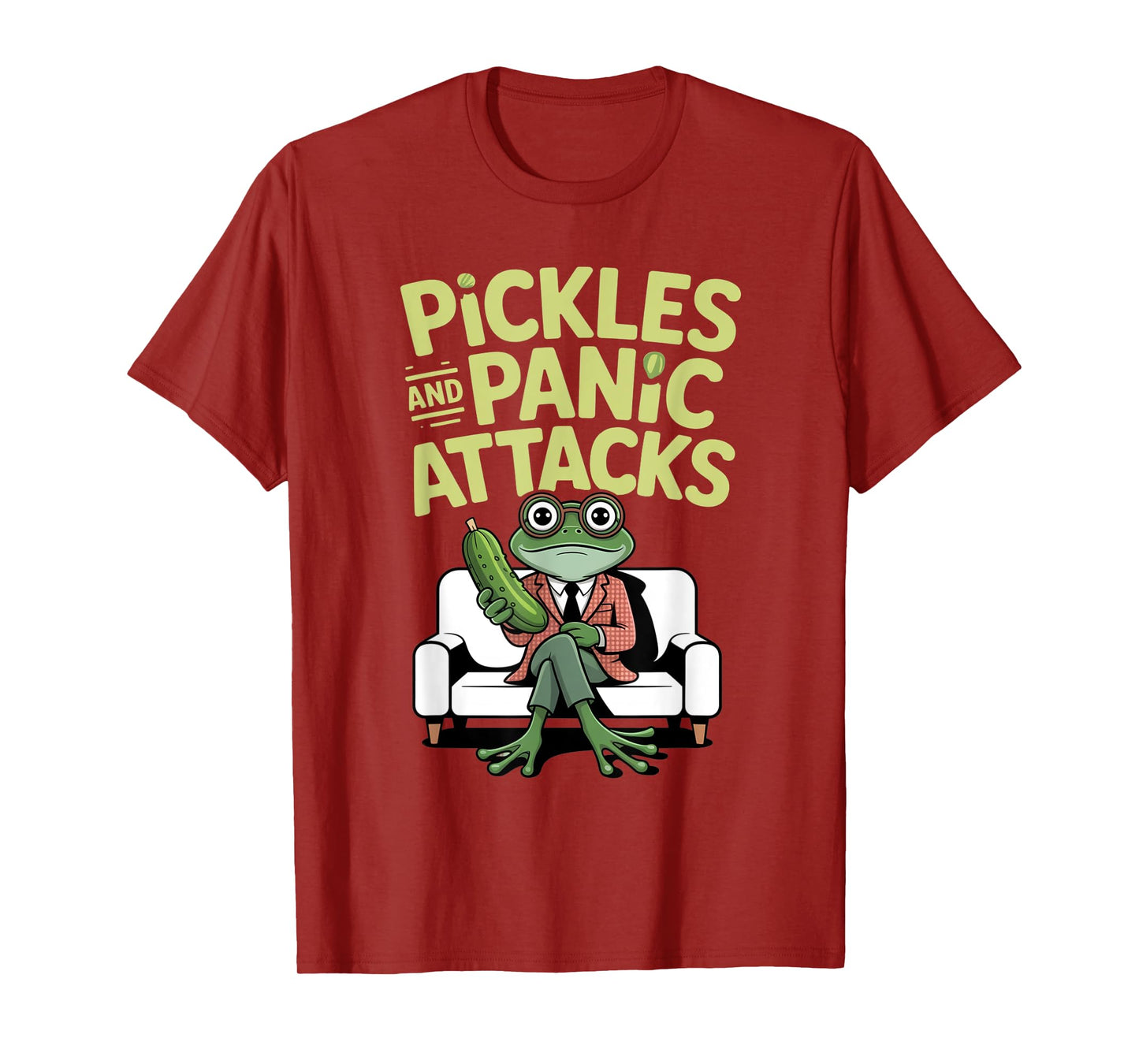 Pickles Panic Attacks Mental health Funny Frog Humor T-Shirt