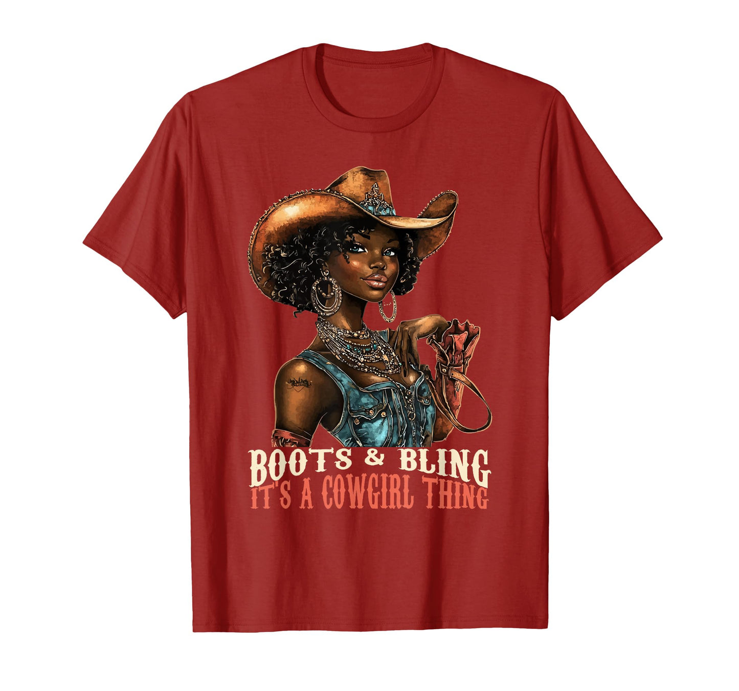 Boots and Bling it's Cowgirl Thing Western Country Melanin T-Shirt